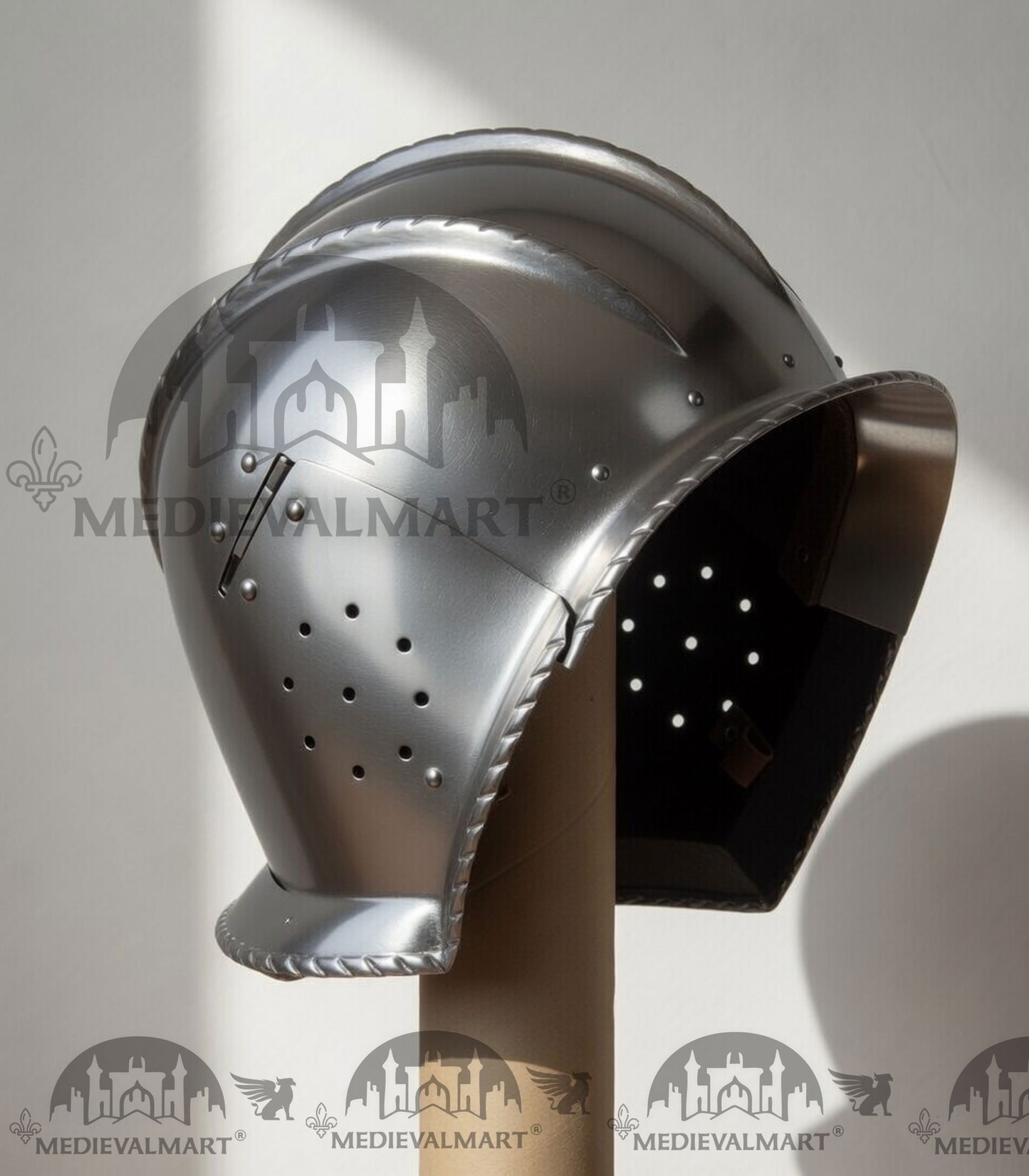 MEDIEVALMART 15th-Century Medieval German Burgundian Open Sallet Helmet