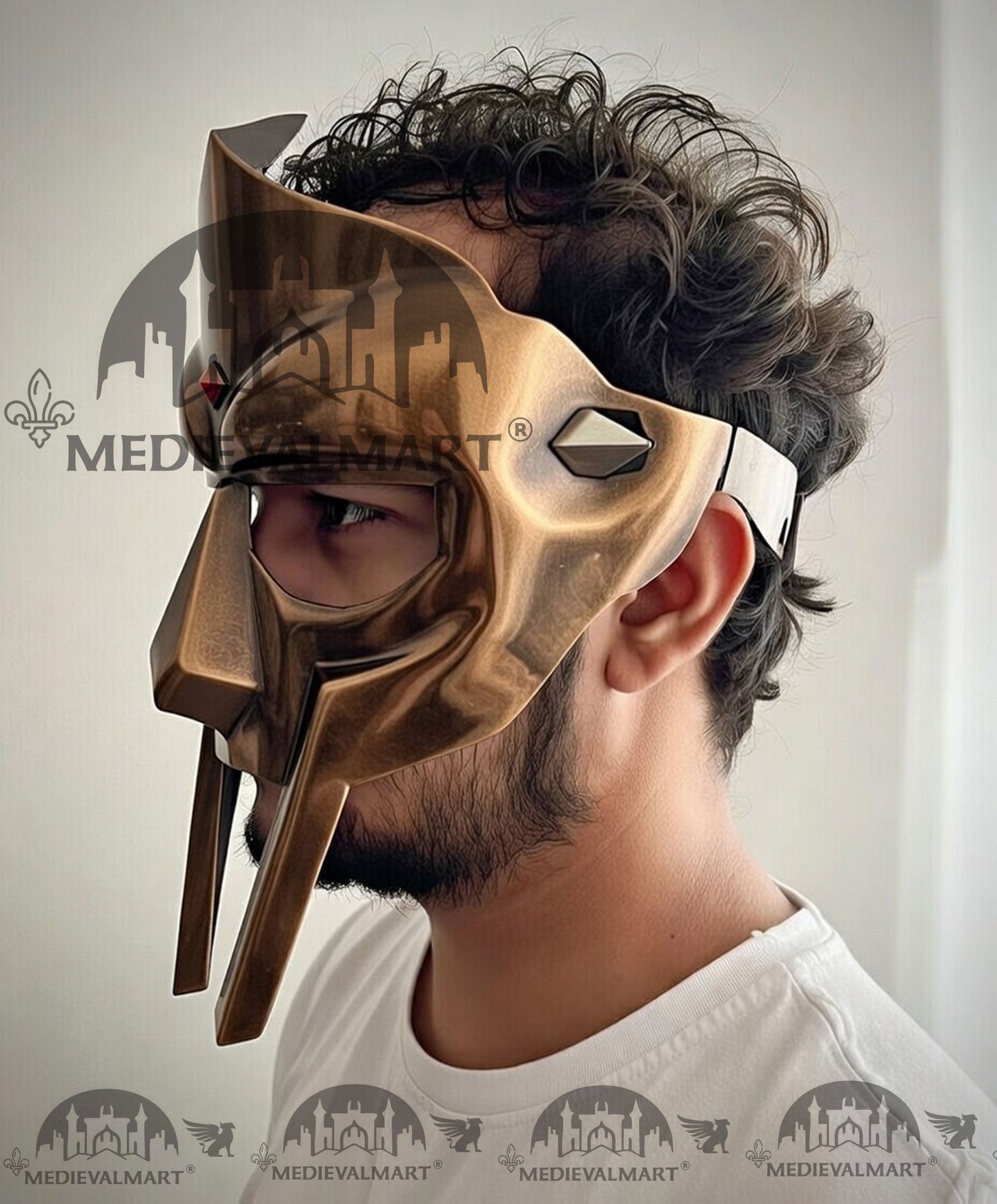 MEDIEVALMART PREMIUM MF DOOM Mask Mad Villain Antique Bronze Finish Steel Face Armor