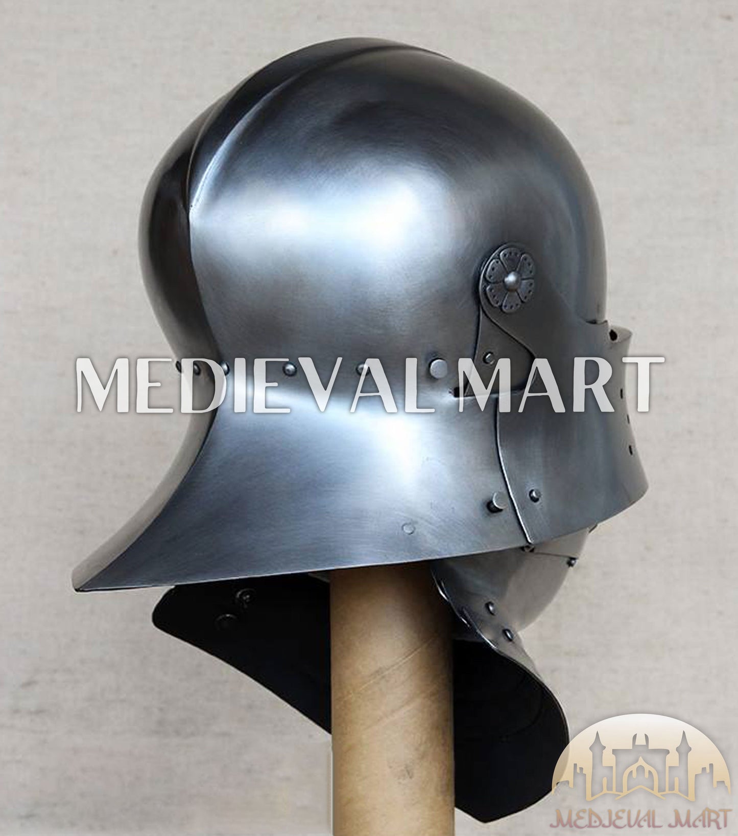 MEDIEVALMART 15 Century German Knight Closed Medieval Sallet Helmet With Neck Armor