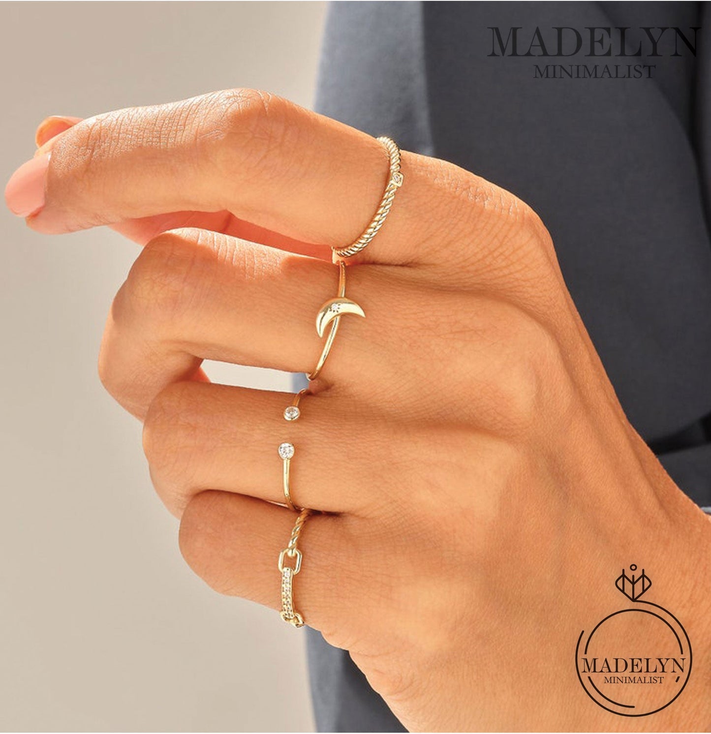 MADELYN MINIMALIST 14k Solid Gold Minimalist Twist Ring, Dainty Stacking Ring for Women | Gift for Wife