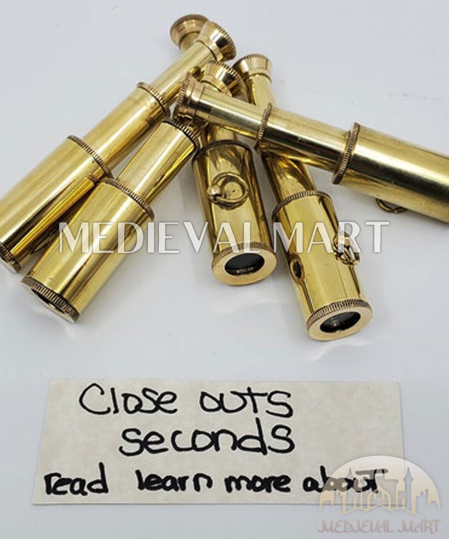MEDIEVALMART Nautical Miniature Brass (Set of 4) Telescope: Steampunk Spyglass Pendant Charm