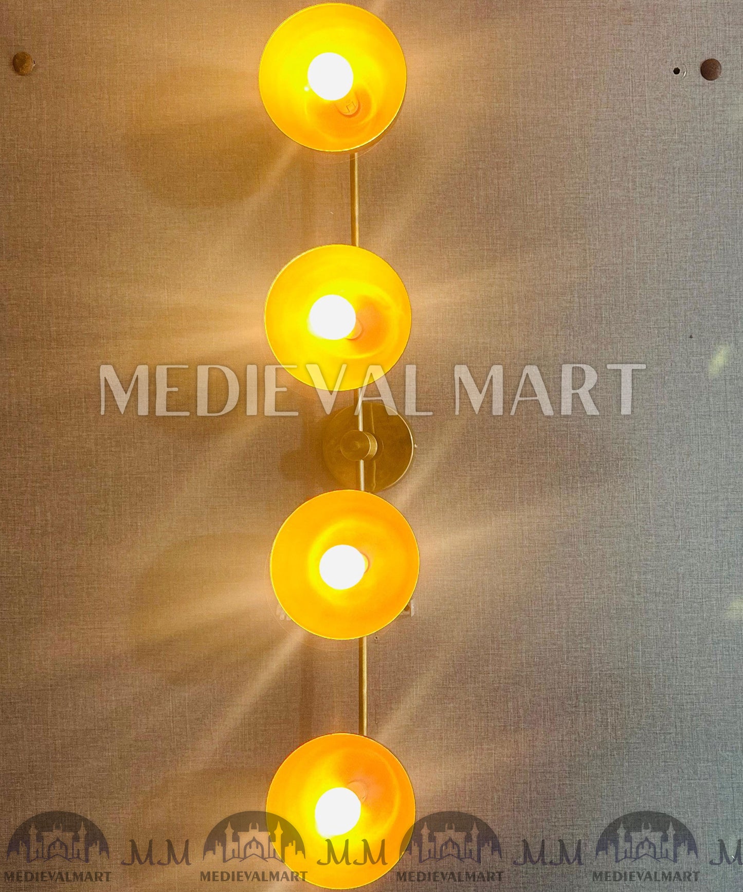 MEDIEVALMART Custom Brass 4-Bulb Vanity Light - Mid-Century Modern Wall Sconce