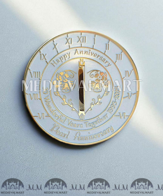 MEDIEVALMART 30th "Wonderful Years" Pearl Anniversary Sundial Clock Best Gift For Parents Anniversary Day