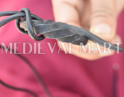 MEDIEVALMART Hand Forged Medieval Twisted Troll Cross Iron Pendent With Leather Cord