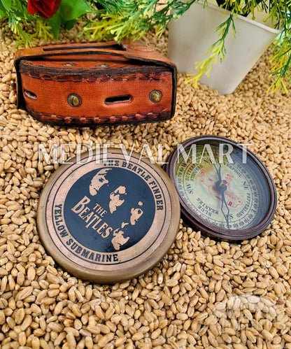 MEDIEVALMART Nautical Vintage The Beatles Custom Working Compass Antique Finish W/H Leather Case | Gift For Mom & Dad