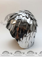 MEDIEVALMART Medieval Historical Scaled Skull Cap Helmet, Shiny Silver Polished Helmet / Best for Reenactment