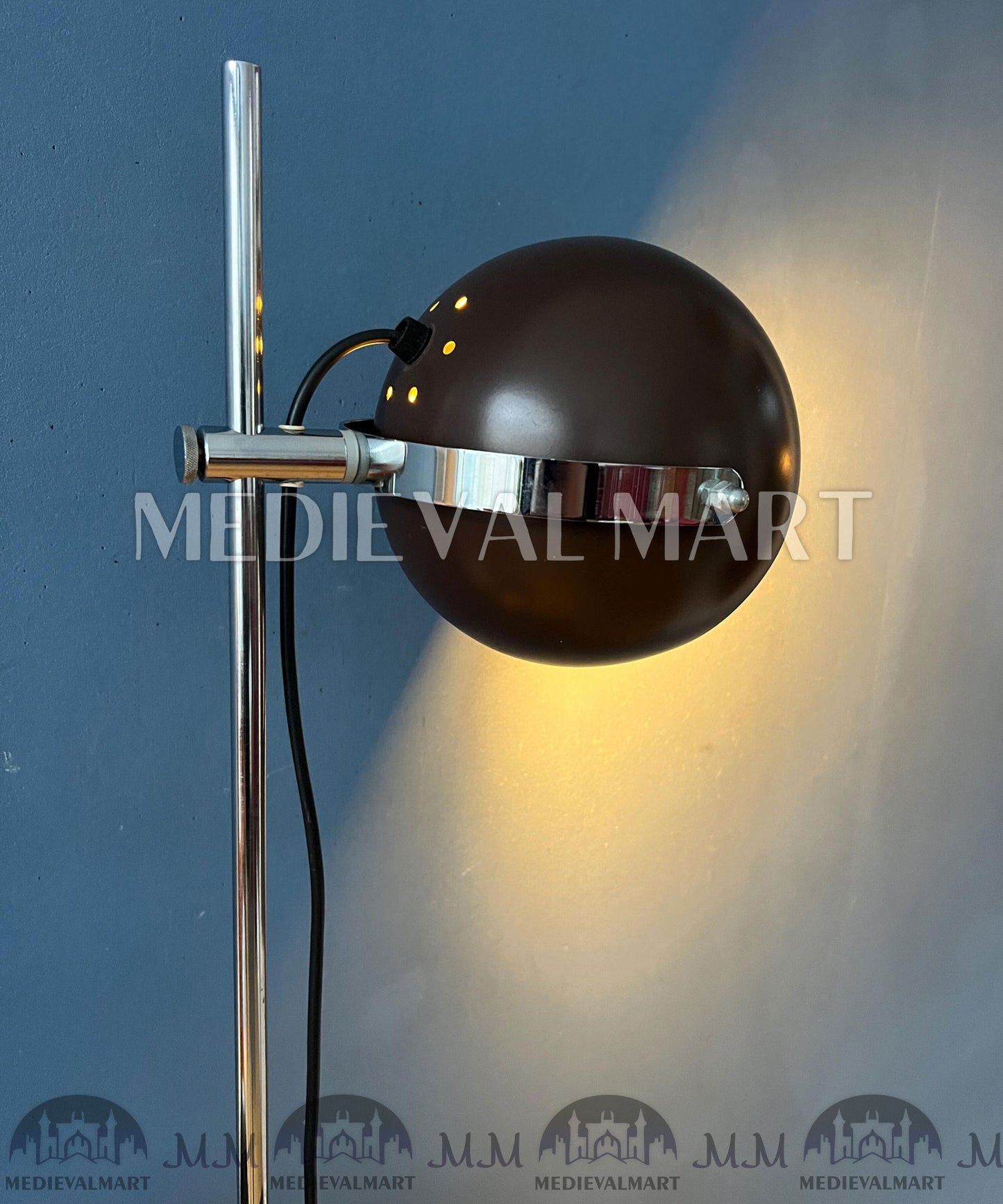MEDIEVALMART Vintage Brown Mid Century Space Age Eyeball Floor Lamp
