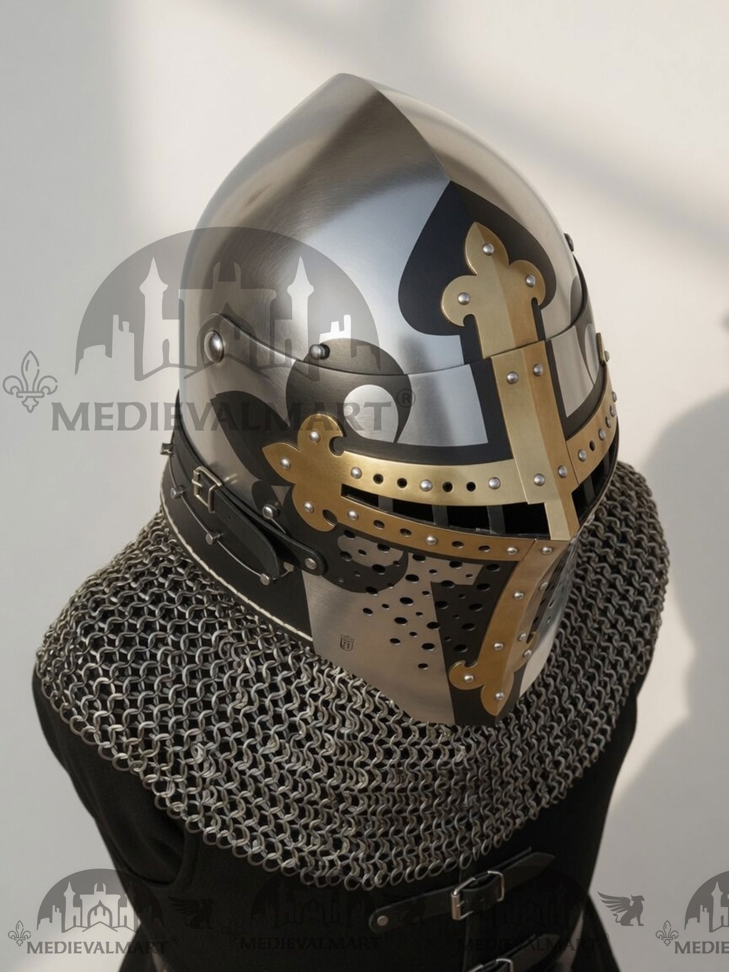 MEDIEVALMART 4th-Century Alexander “Monarch” Edition ROA Helmet W/H Golden Cross