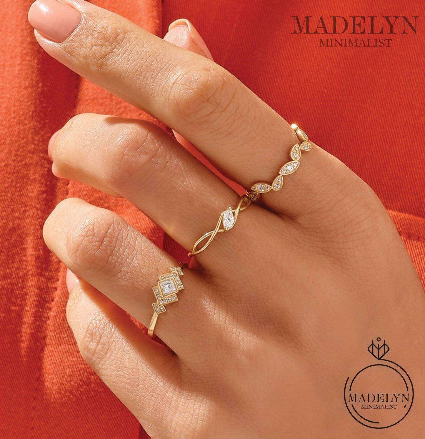 MADELYN MINIMALIST 14k Solid Gold Minimalist Marquise Solitaire Tiny Promise Ring | Gift For Mom, Sister