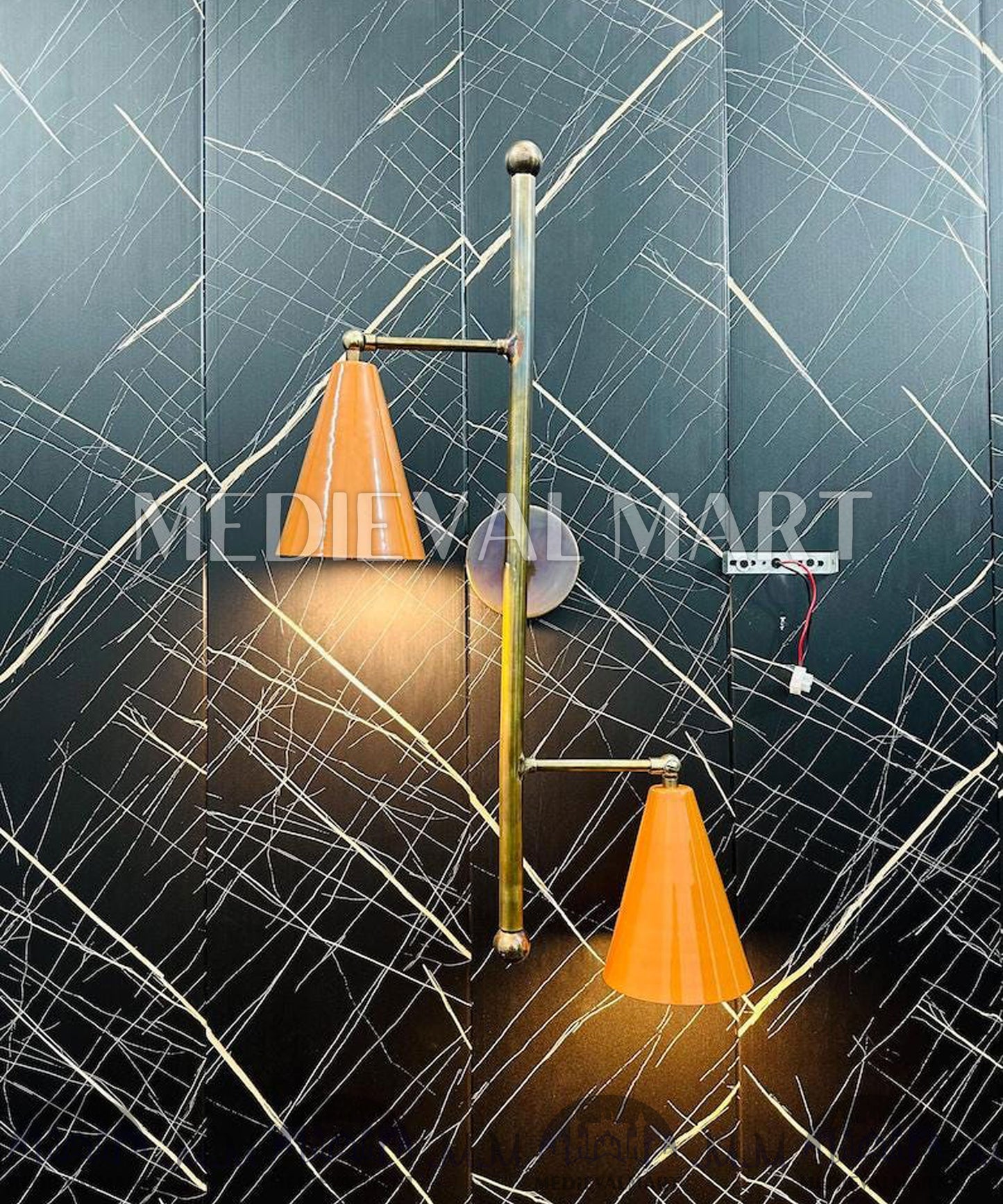 MEDIEVALMART Handcrafted Brass 2-Light Wall Sconce: Modern Wall Decor