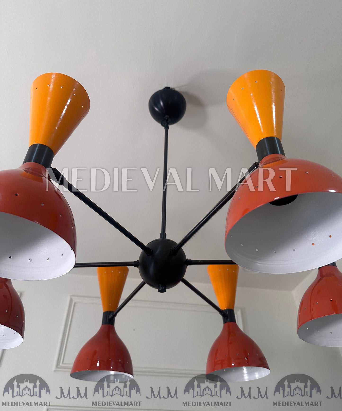 MEDIEVALMART Modern Handcrafted Brass Sputnik Chandelier Mid Century Modern Light Fixture