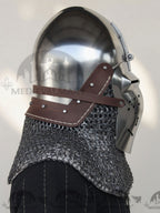 MEDIEVALMART Medieval Klappvisier Bascinet Helmet with Hinged Visor & Chainmail Aventail, Best for Reenactment
