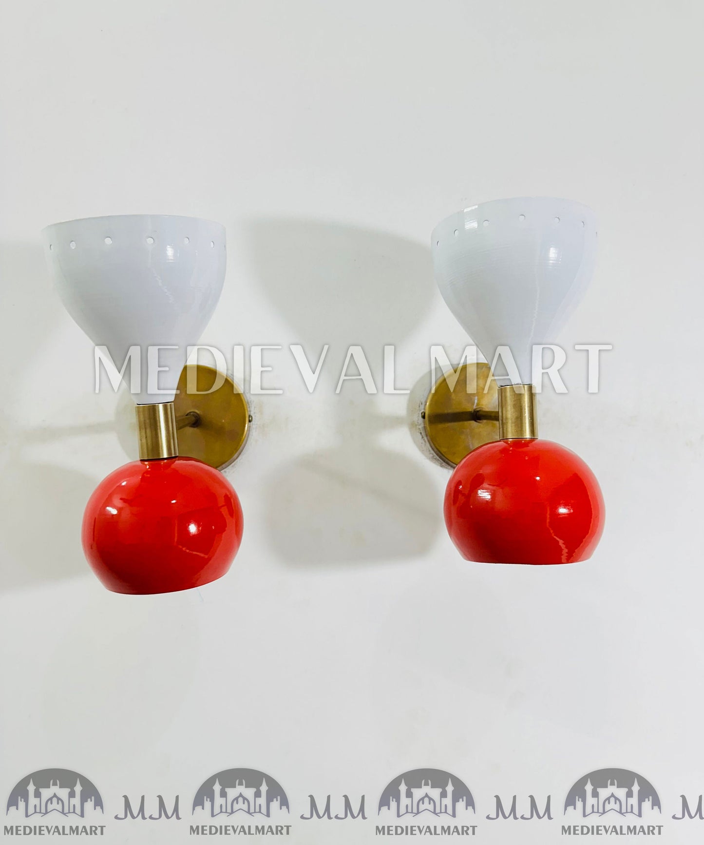 MEDIEVALMART Modern Brass Italian Diabolo Plug in Wall Sconce Light Fixture Bedside Vanity Lighting