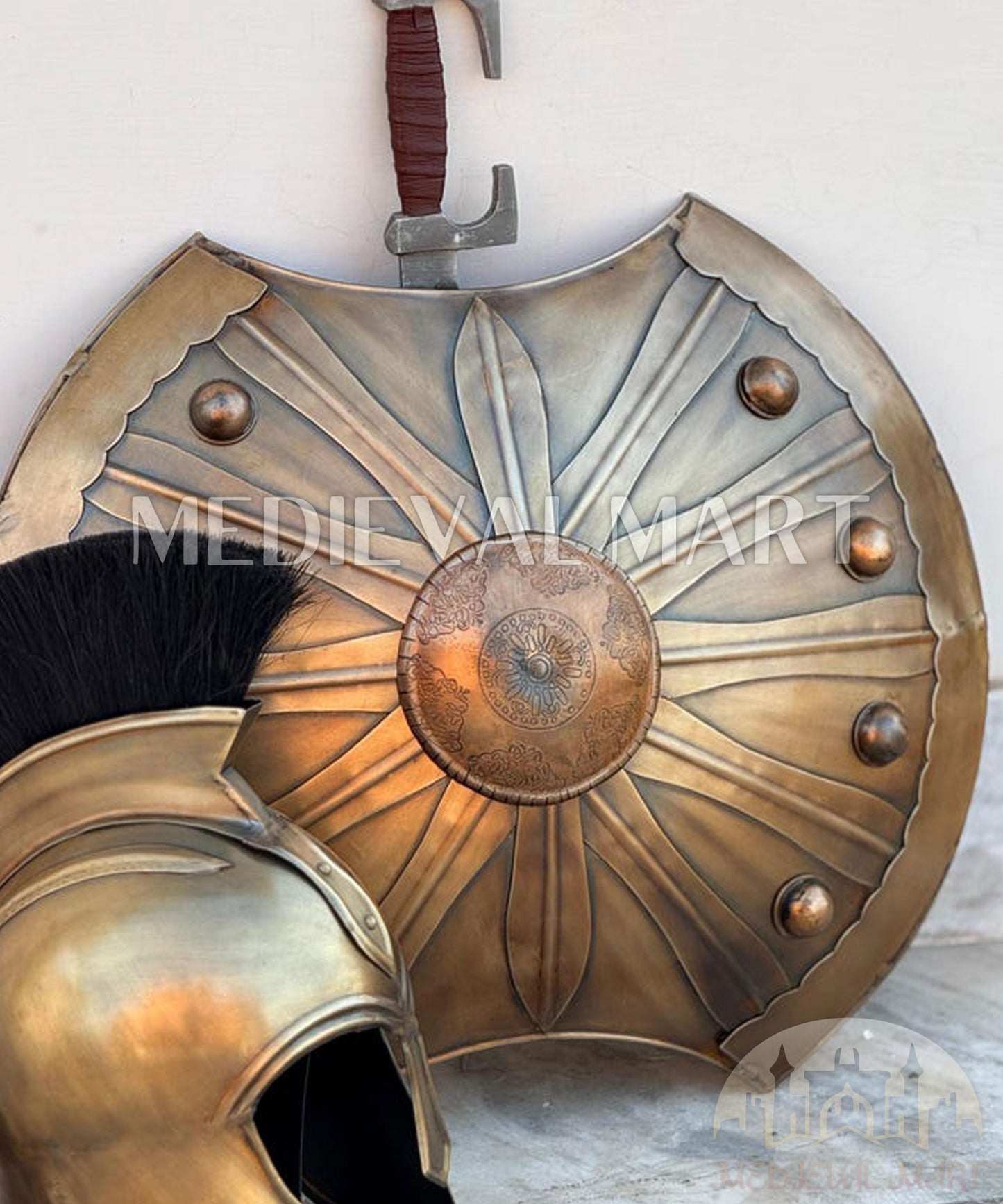 MEDIEVALMART "Achilies" Trojan Warrior Sword, Shield, Helmet Costume for Halloween | Troy Props
