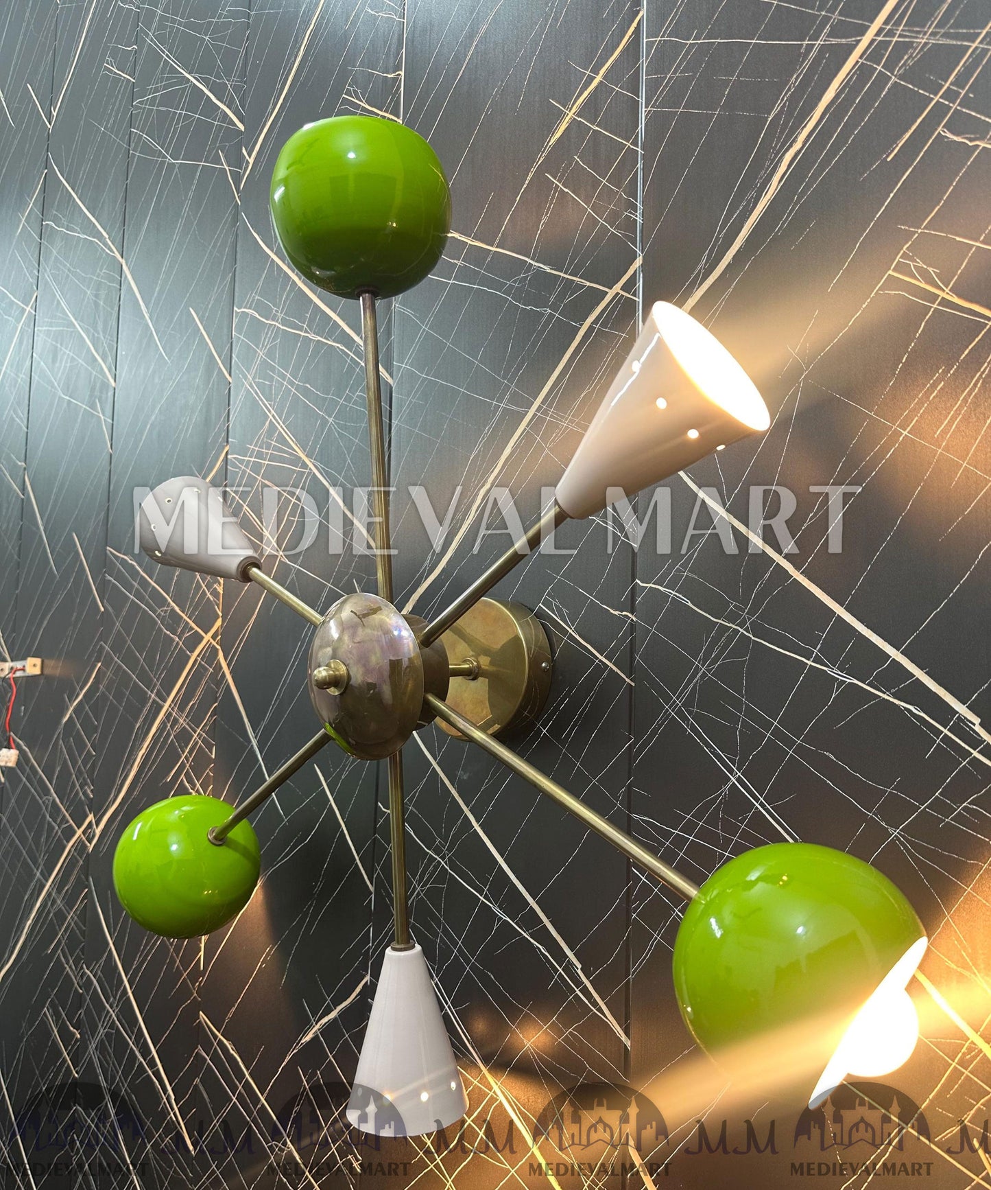 MEDIEVALMART Modern Brass Sputnik Wall Chandelier: Multicolor Eyeball Shade Lighting