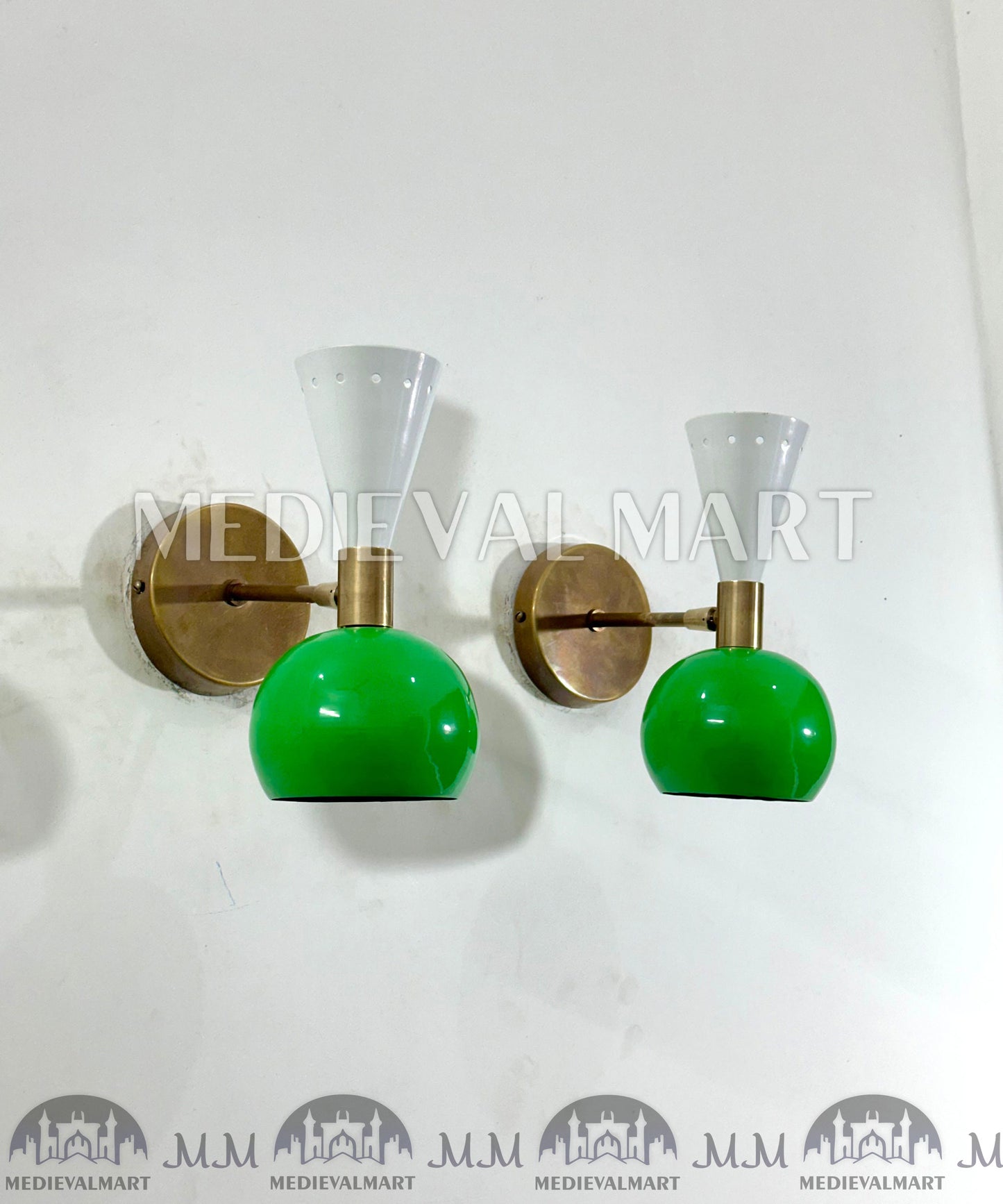 MEDIEVALMART Mid Century Italian Wall Sconce Diabolo Modern Wall Light, Dual Tone Brass