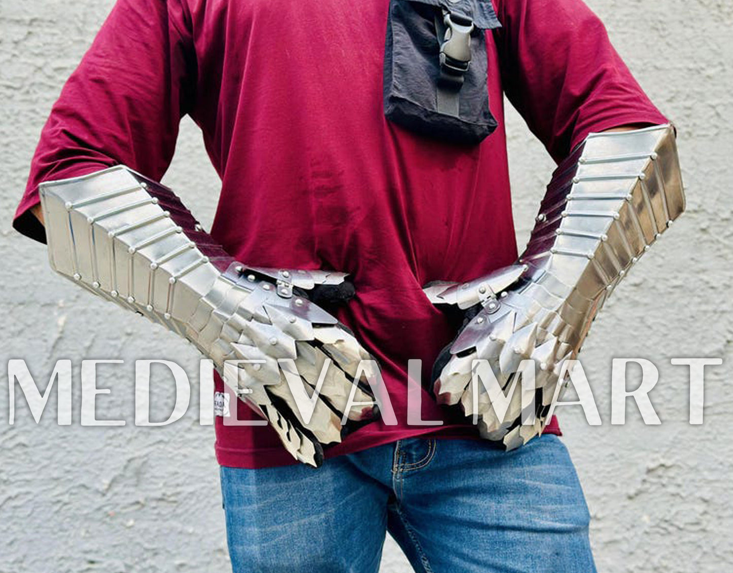 MEDIEVALMART LOTR Witcher Sauron-Inspired Silver Gauntlet - Cosplay Gloves Armor