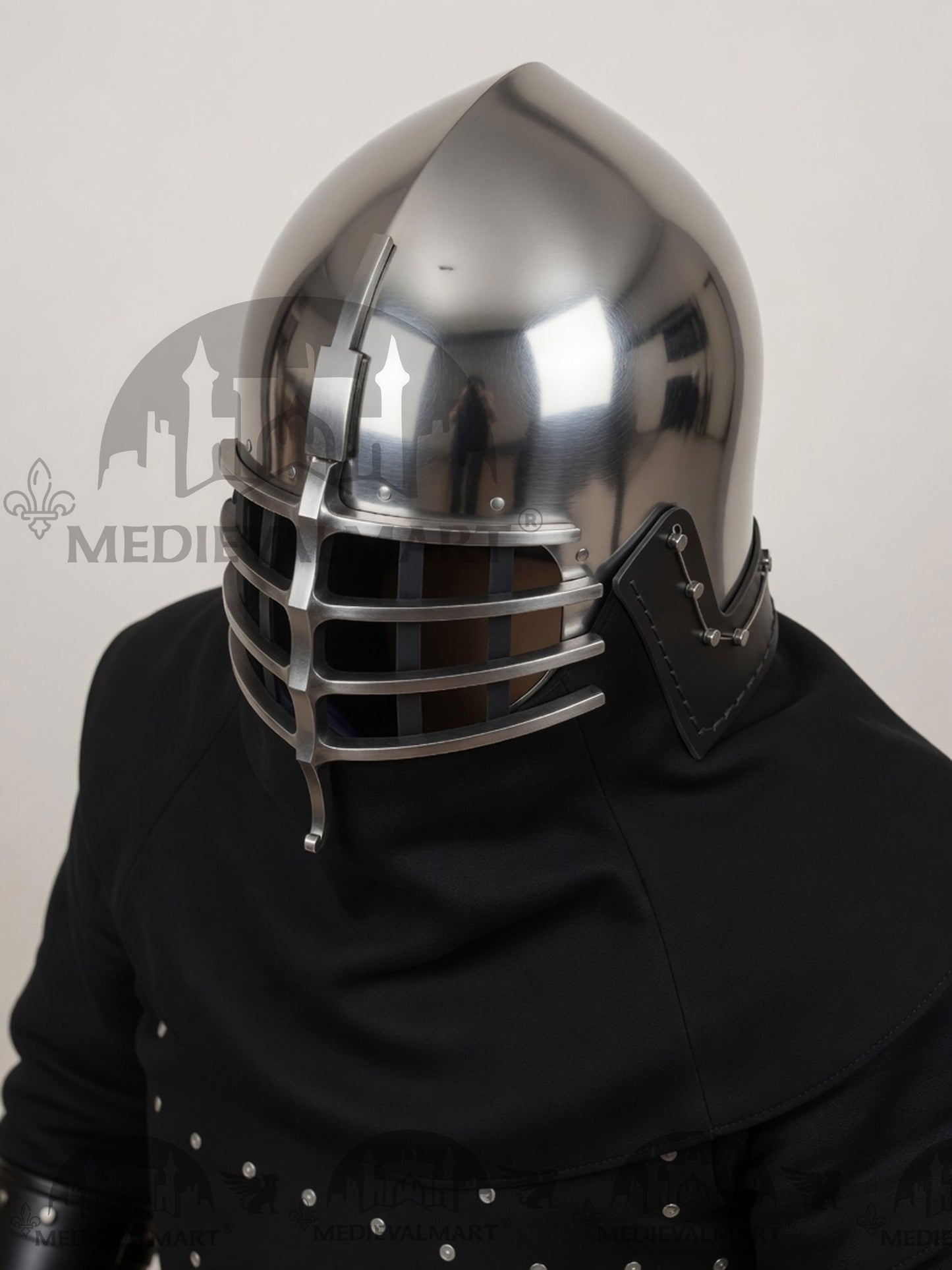 MEDIEVALMART Medieval Wolf Ribs Bacinet Helmet For HMB; SCA, Buhurt