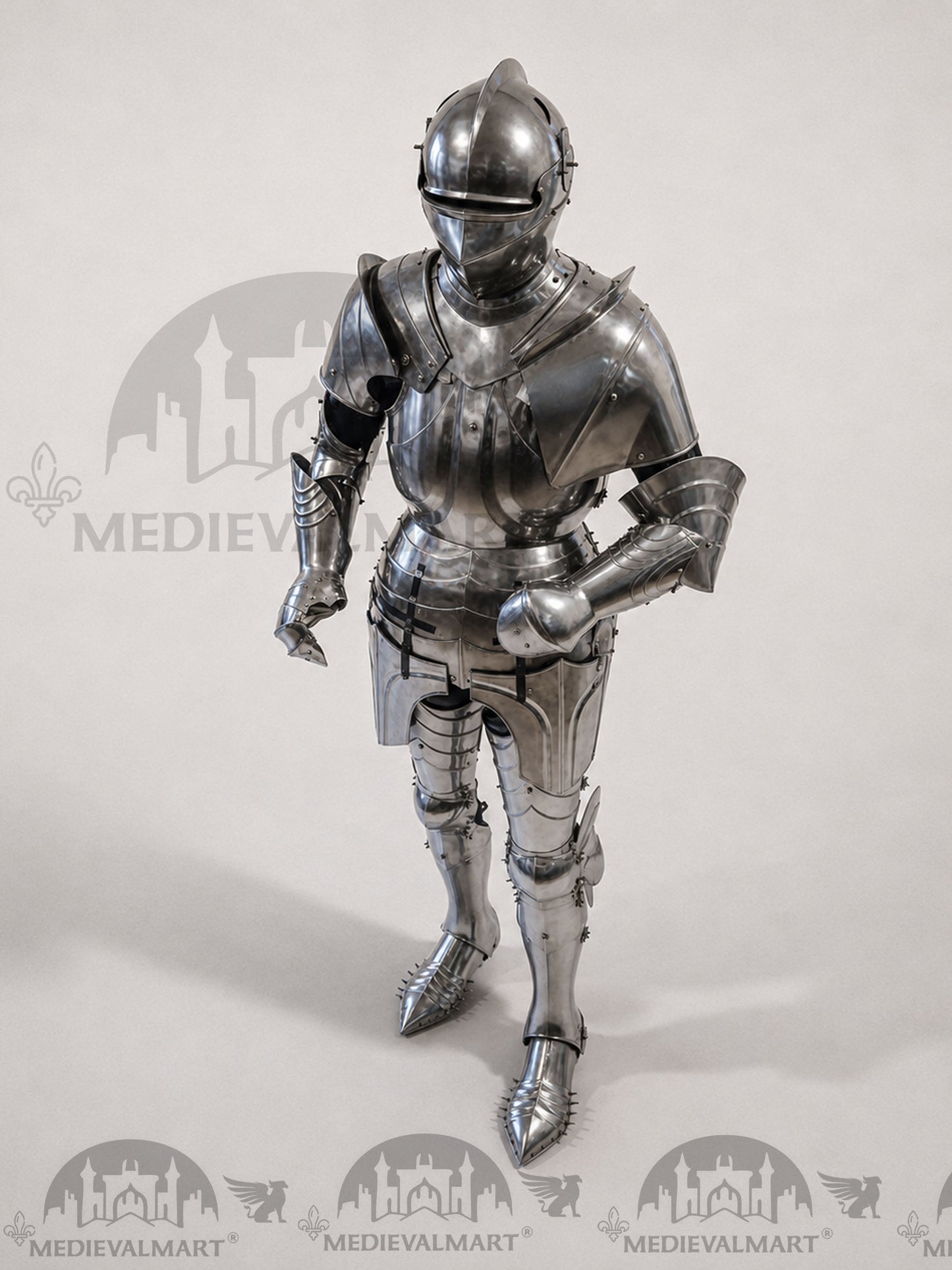 MEDIEVALMART Armadura de combate medieval de caballero del siglo XV sin pulir para un toque antiguo