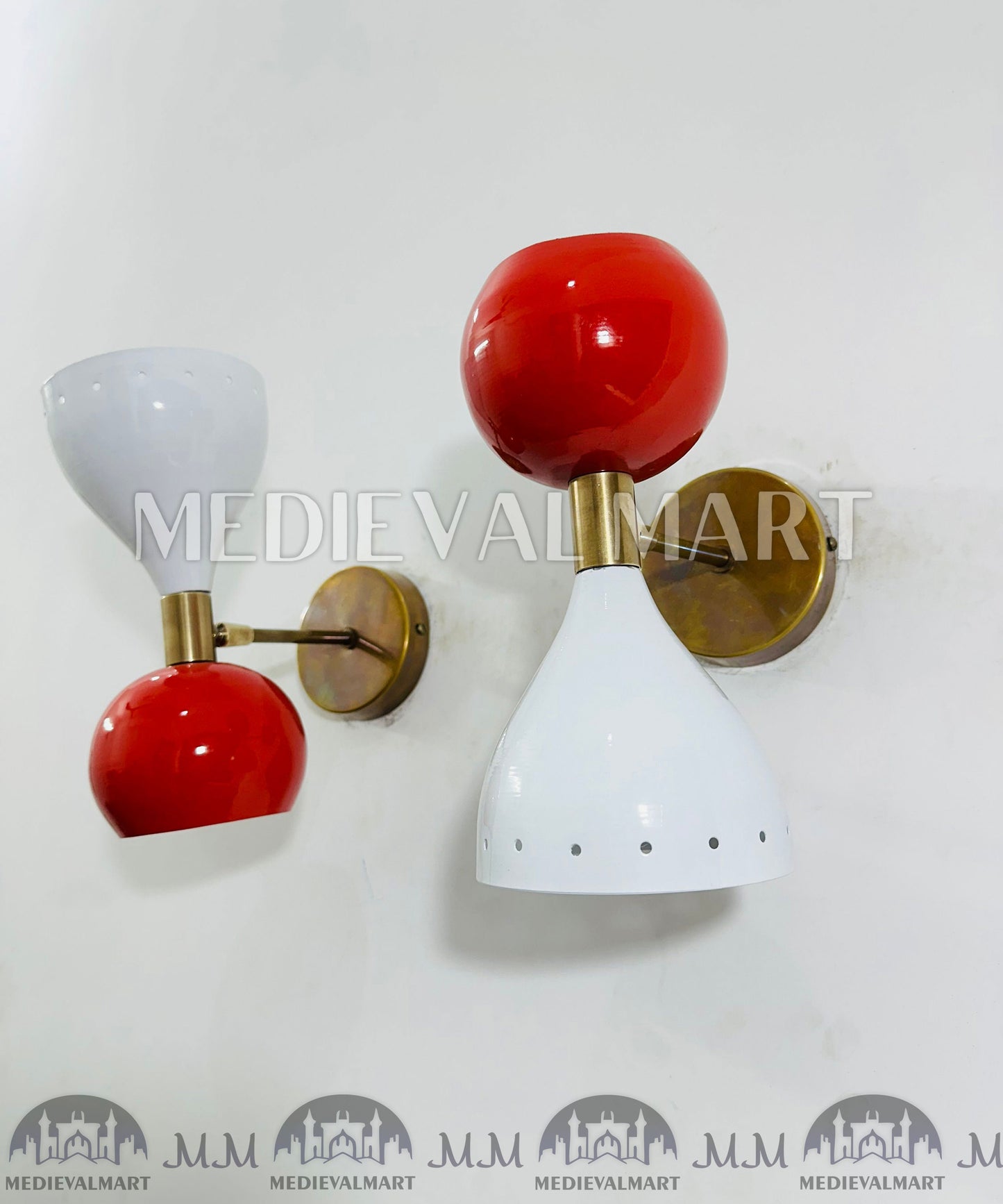 MEDIEVALMART Modern Brass Italian Diabolo Plug in Wall Sconce Light Fixture Bedside Vanity Lighting