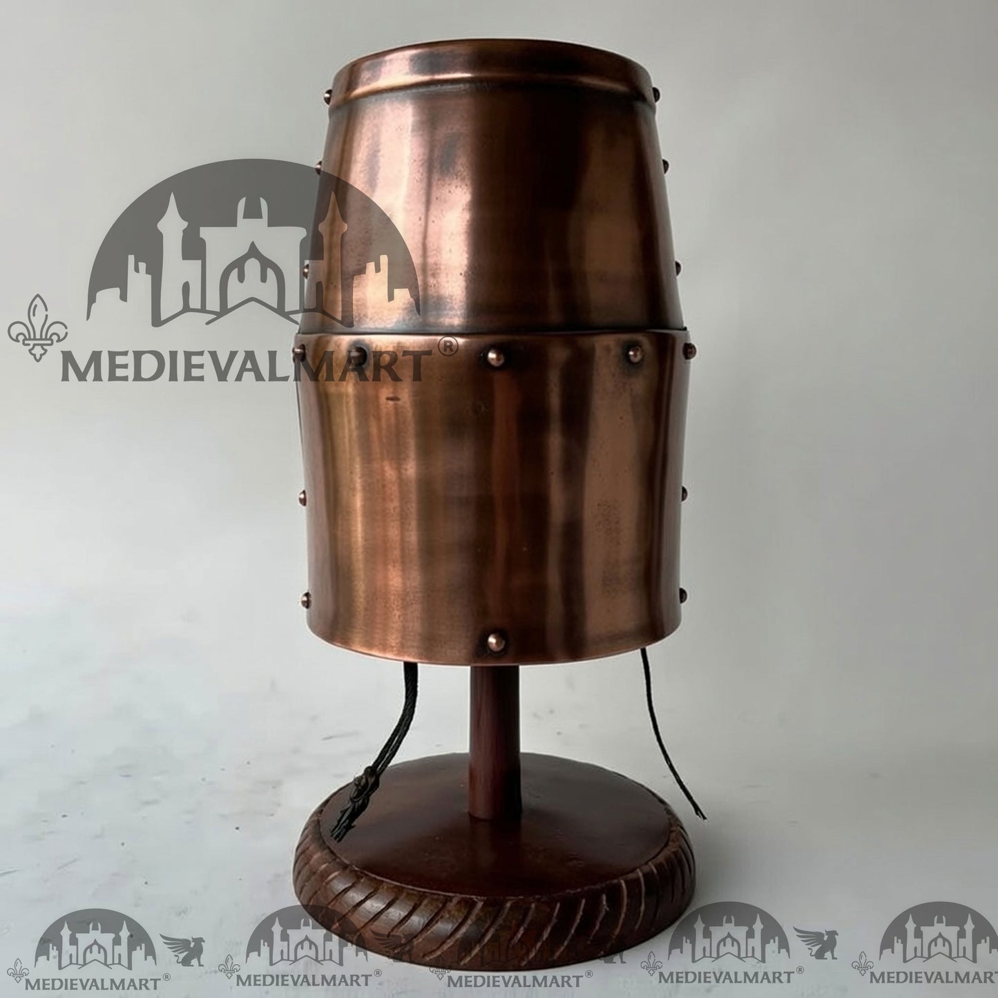 MEDIEVALMART Special Templar Crusader Knight Antique Copper Finish Helmet W/H Free Stand