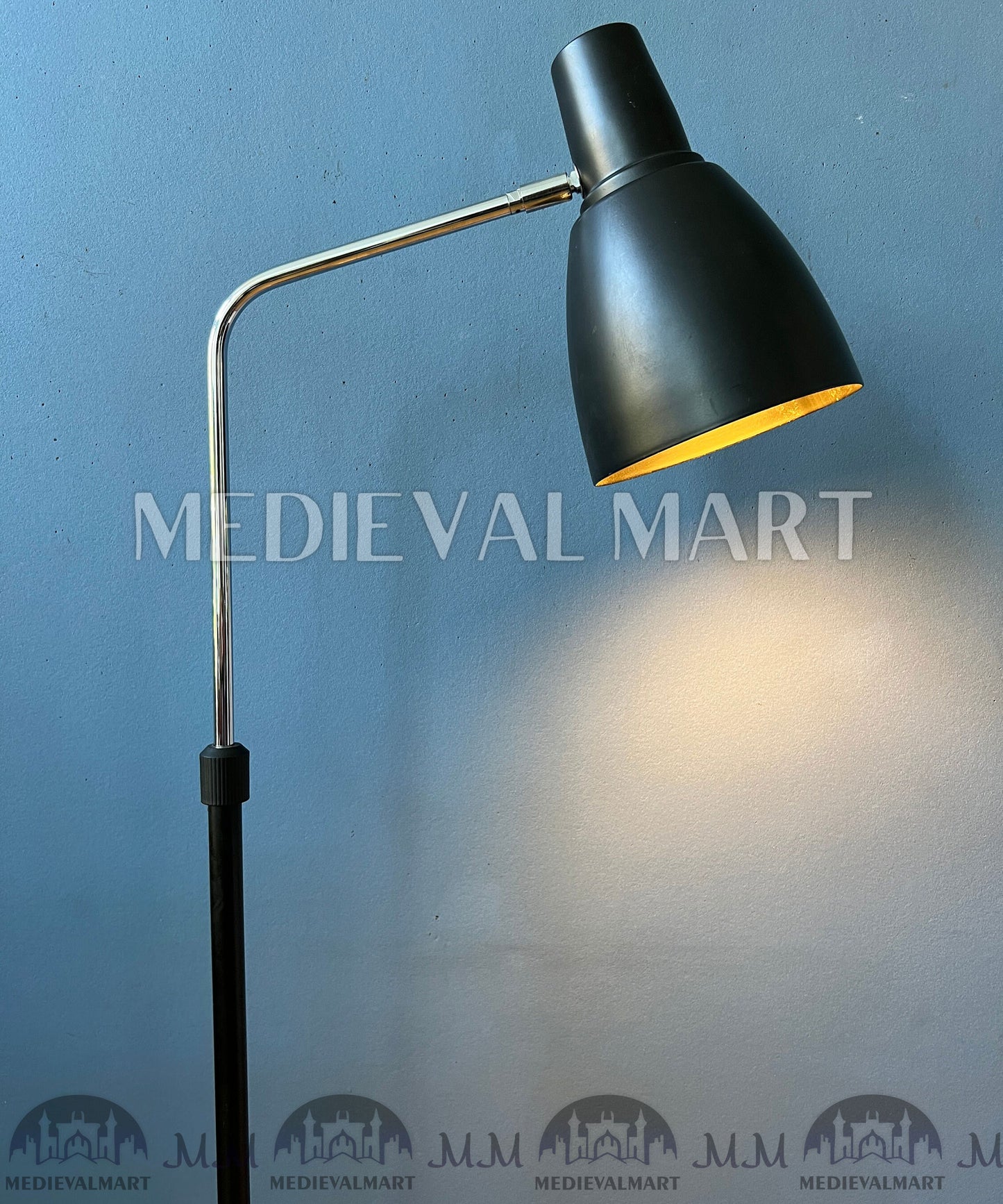 MEDIEVALMART Mid Century Italian Vintage Dark Grey Adjustable Floor Lamp