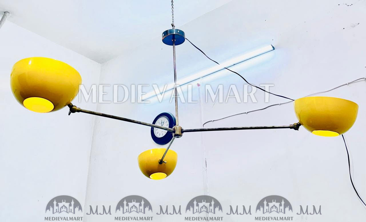 MEDIEVALMART Yellow Stilnova Sputnik Chandelier: Mid Century Modern Ceiling Ligh
