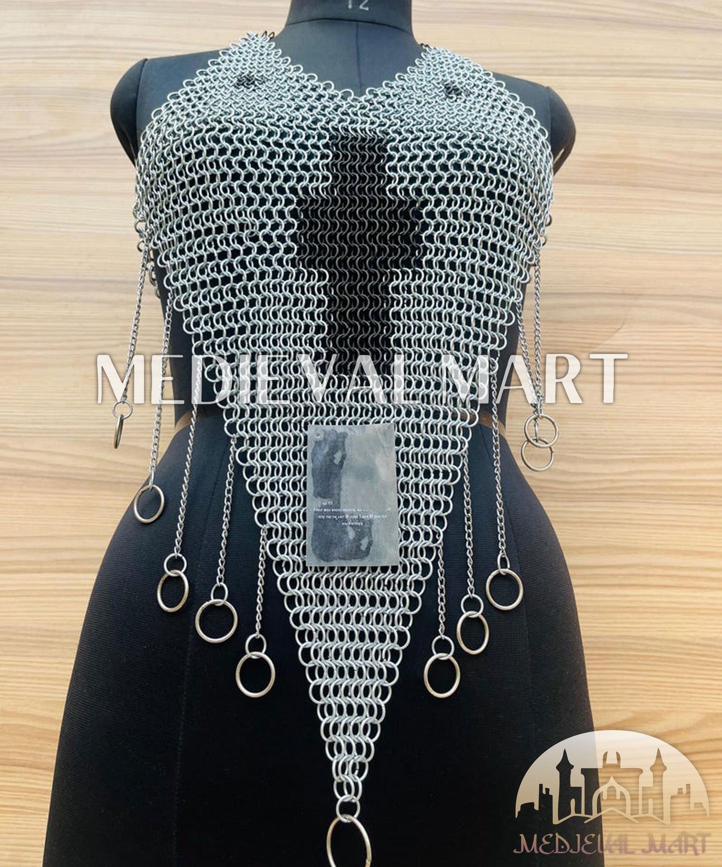 MEDIEVALMART Women’s Silver (Dragonfang) Jesus Chainmail Armor W/o Skirt