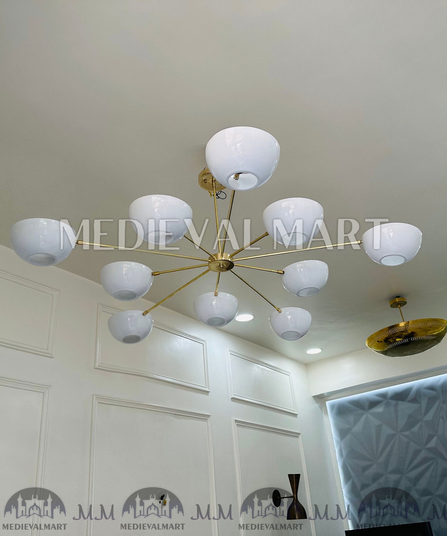 MEDIEVALMART Handcrafted Brass Sputnik Chandelier - Mid Century Modern Italian Design