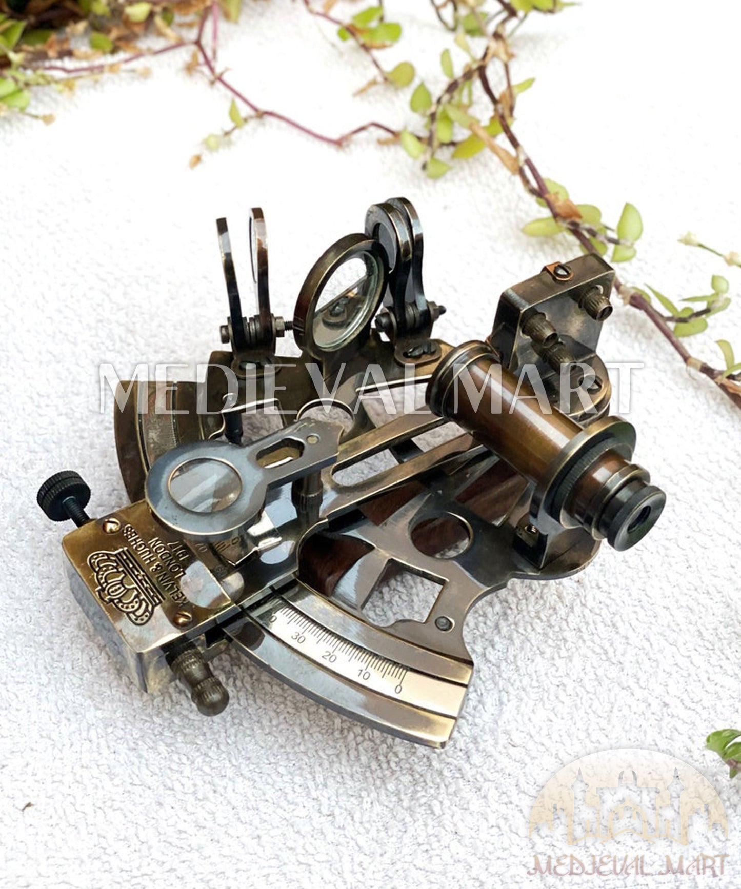 MEDIEVALMART Nautical Fully Functional Us Navy Sextant W/H Transparent Leather Case | Astrolabe Ships Instrument, Christmas Gifts