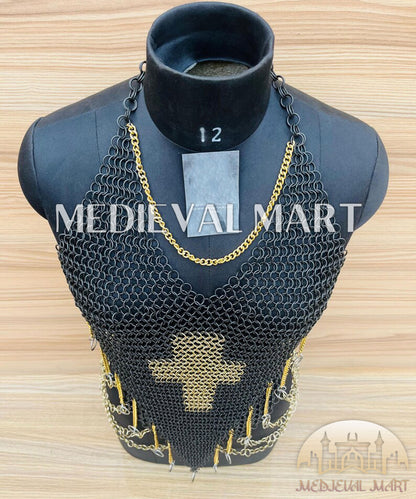 MEDIEVALMART Women’s Black (Dragonfang) Jesus Chainmail Armor W/o Skirt