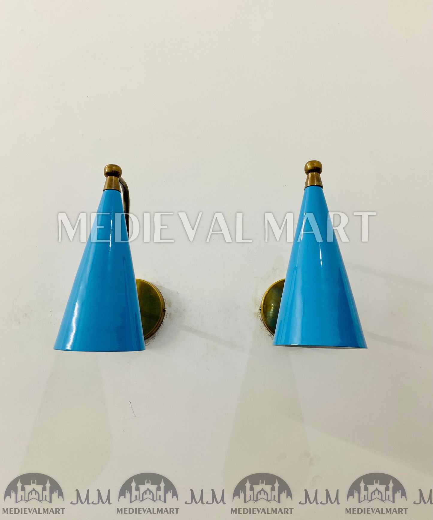 MEDIEVALMART Mid Century Italian Diabolo Cone Shape Style Wall Sconce Light