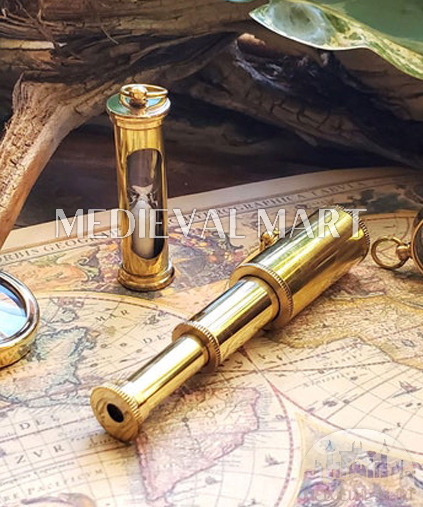 MEDIEVALMART Nautical Miniature Brass Telescope: Steampunk Nautical Spyglass Pendant
