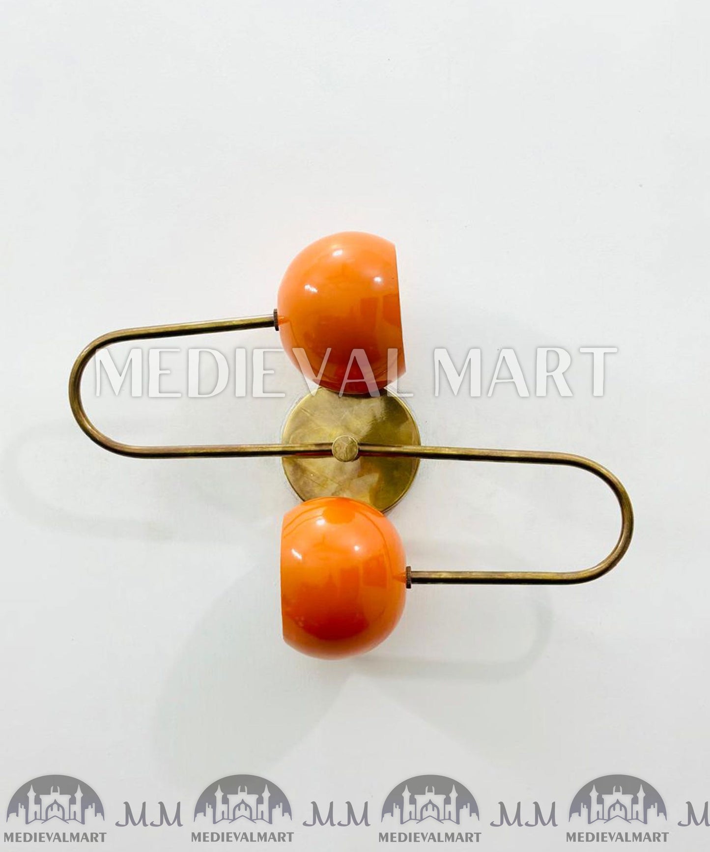 MEDIEVALMART Mid Century Orange Brass Diabolo Wall Sconce - Italian Adjustable Light