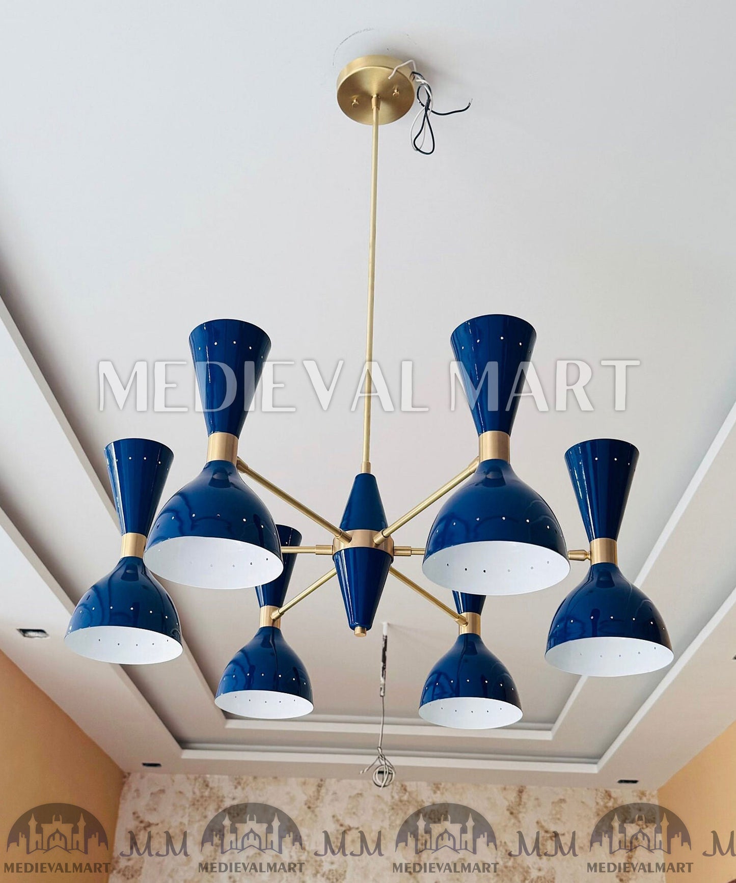 MEDIEVALMART Handcrafted Brass Sputnik Chandelier | Mid Century Modern 12-Light Fixture