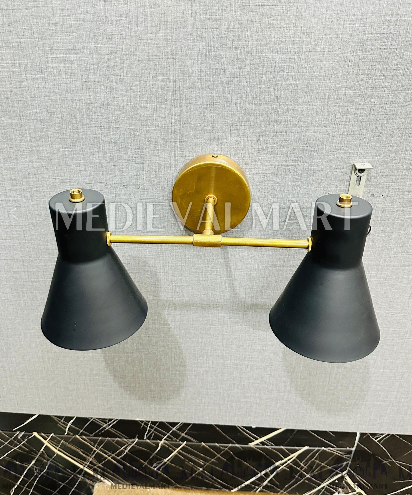 MEDIEVALMART Mid Century Brass Diabolo Wall Sconce - Italian Modern Lighting