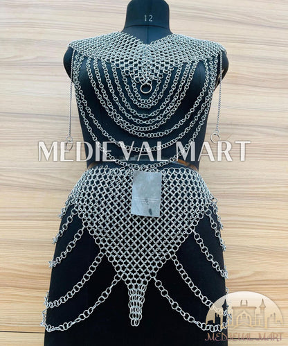 MEDIEVALMART Women’s (MoonFire) Chainmail Armor W/H Skirt