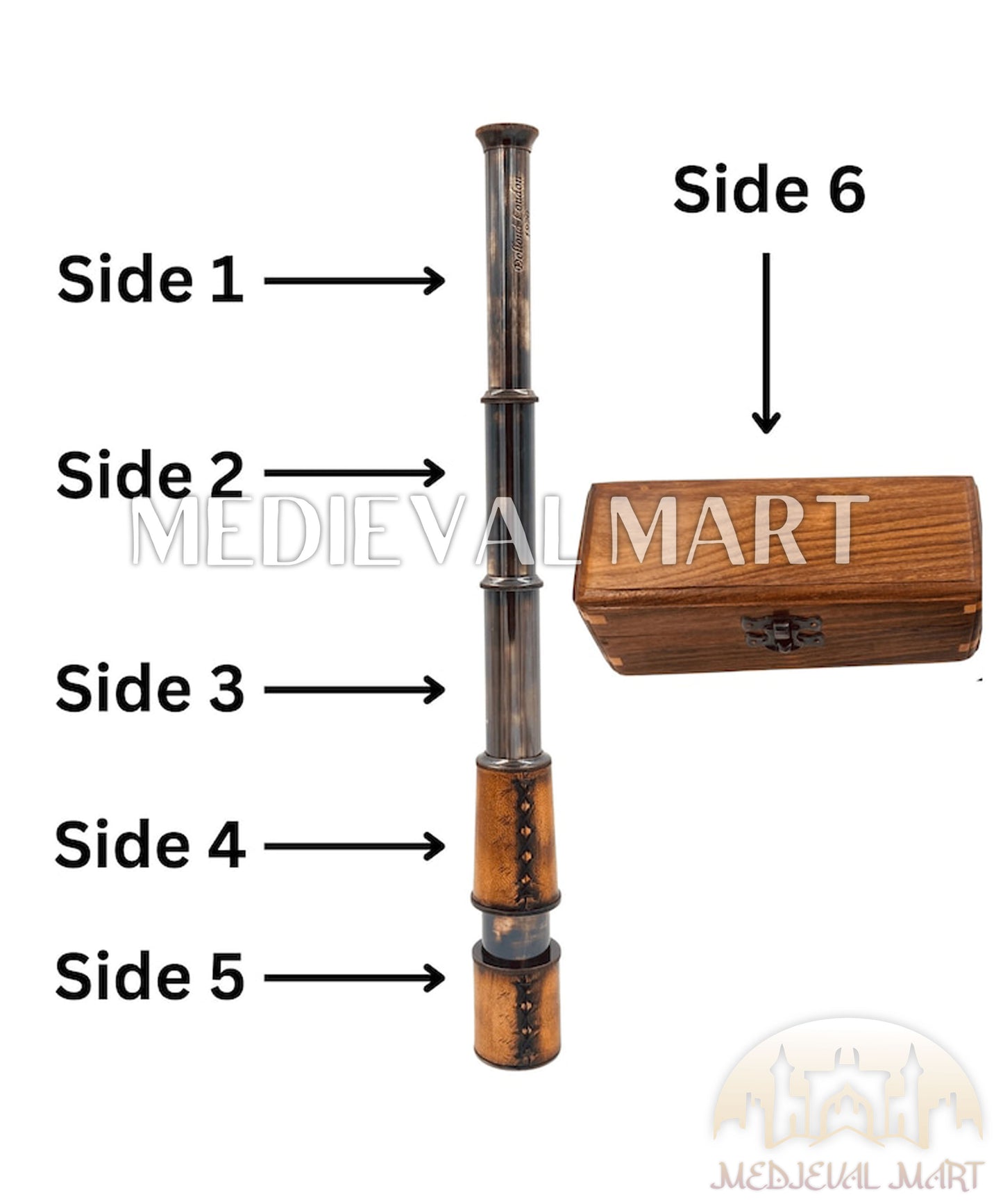 MEDIEVALMART Nautical Personalized Telescope for adults or kids pirate spyglass Gift for Dad