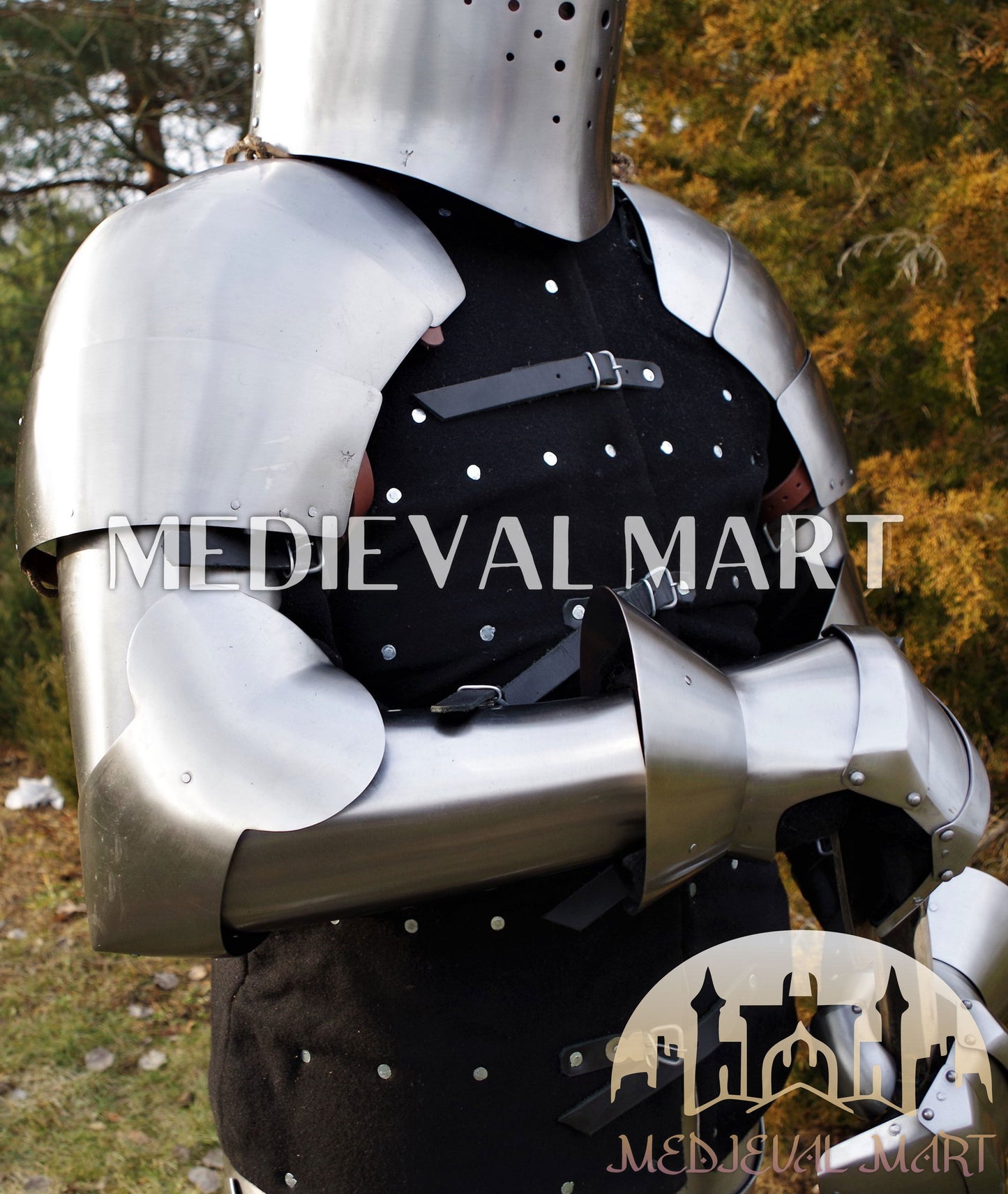 MEDIEVALMART Medieval knight full Set of Buhurt Combat Player Armor Suit W/H Titanium Brigandine or Axe  ~ Harden Steel Costume for LARP; HMB; IMCF