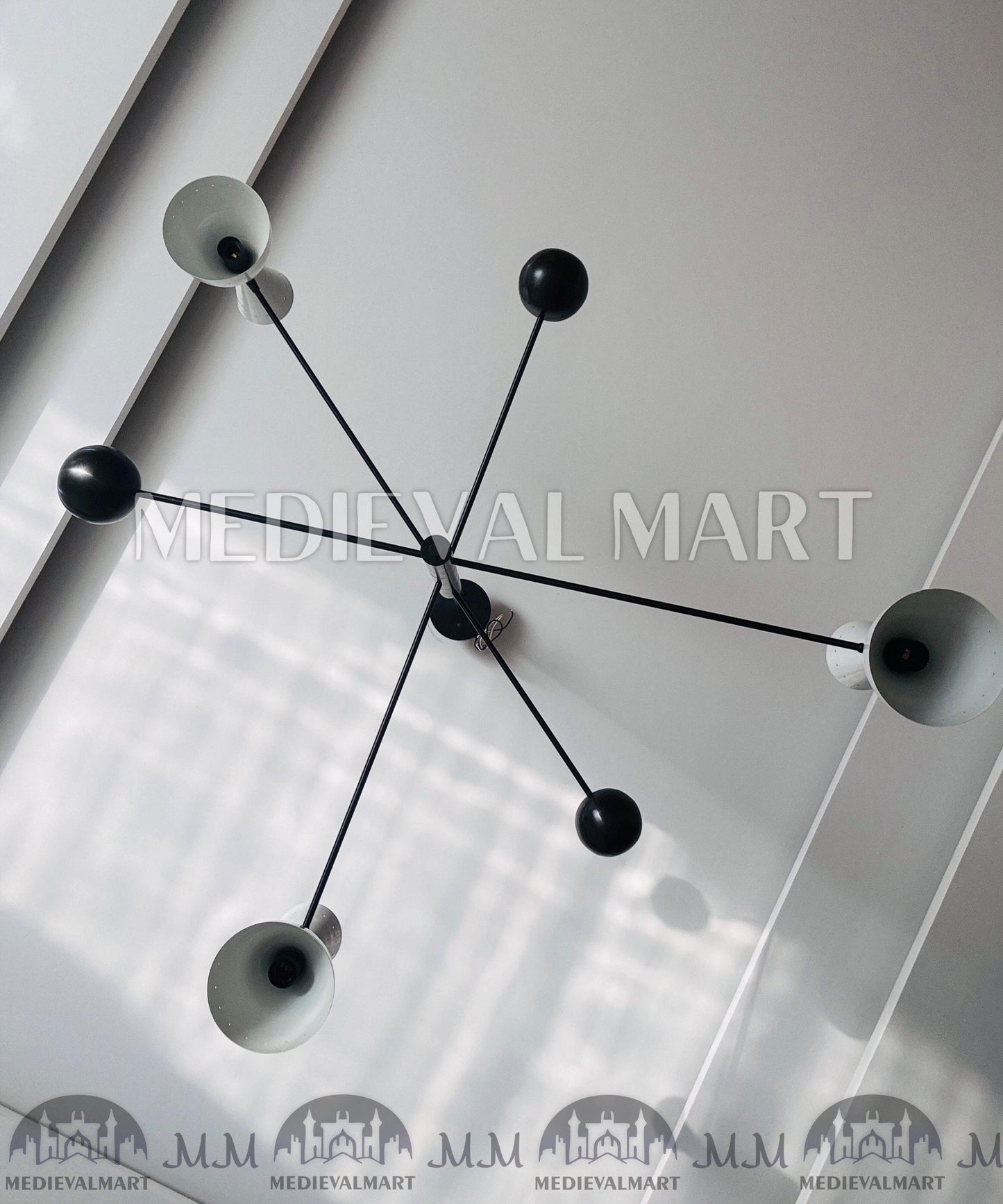 MEDIEVALMART Handmade Brass Sputnik Chandelier | Mid Century Modern Light Fixture | Adjustable Arms Balanced Chandelier