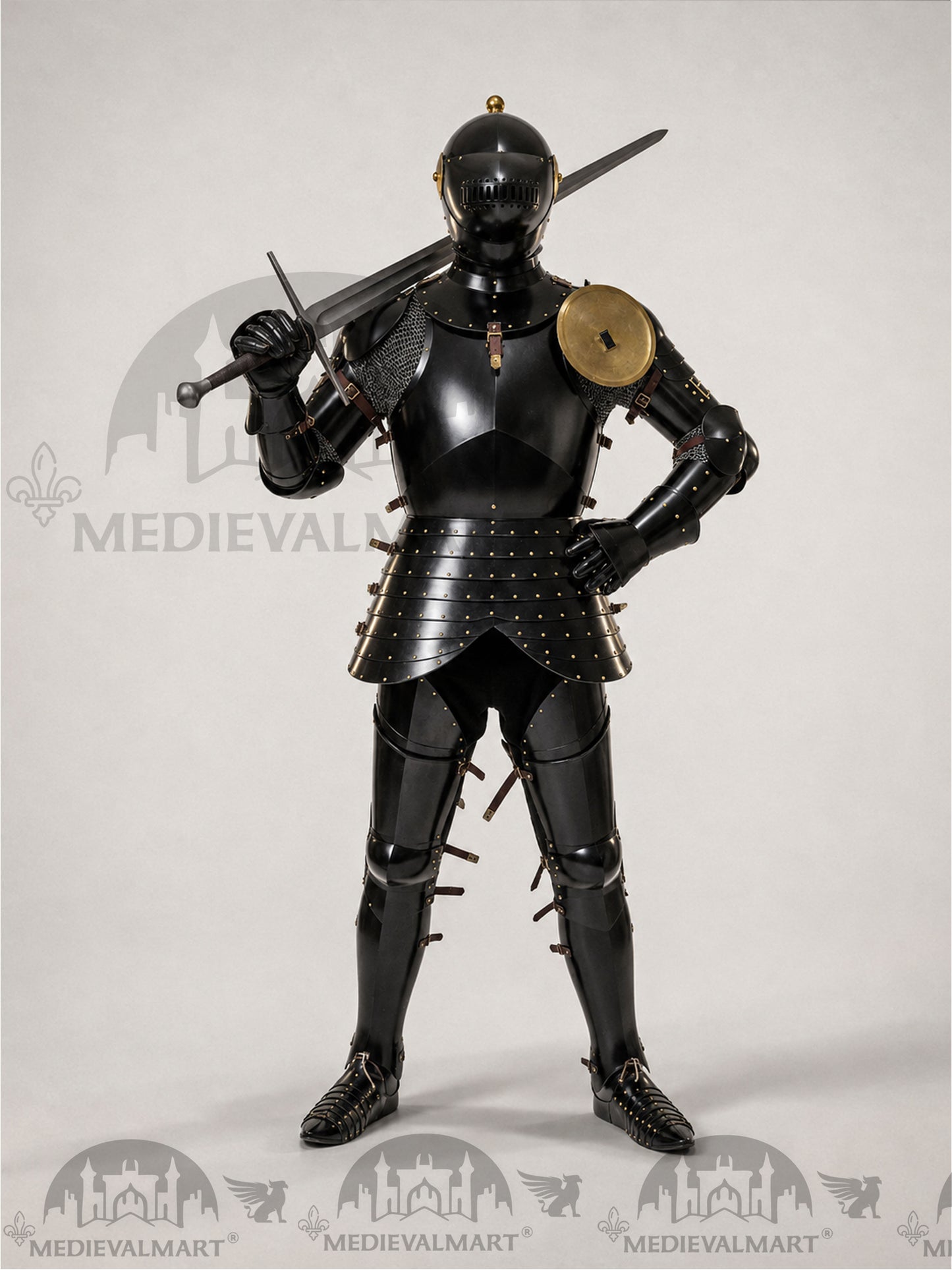 MEDIEVALMART Medieval Knight Katernbrust Full Body Armor Set W/H Sword