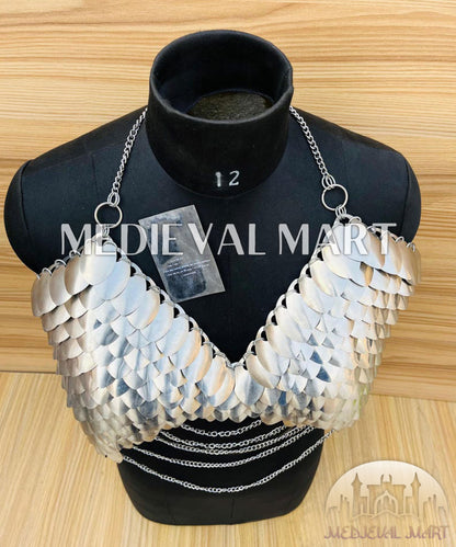 MEDIEVALMART Women’s (Royal Raven) Gold Plated Bra Chest Armor W/O Skirt