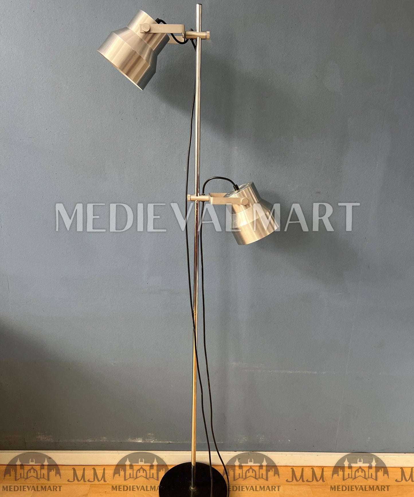 MEDIEVALMART Vintage Mid Century Silver Dijkstra Space Age Floor Lamp