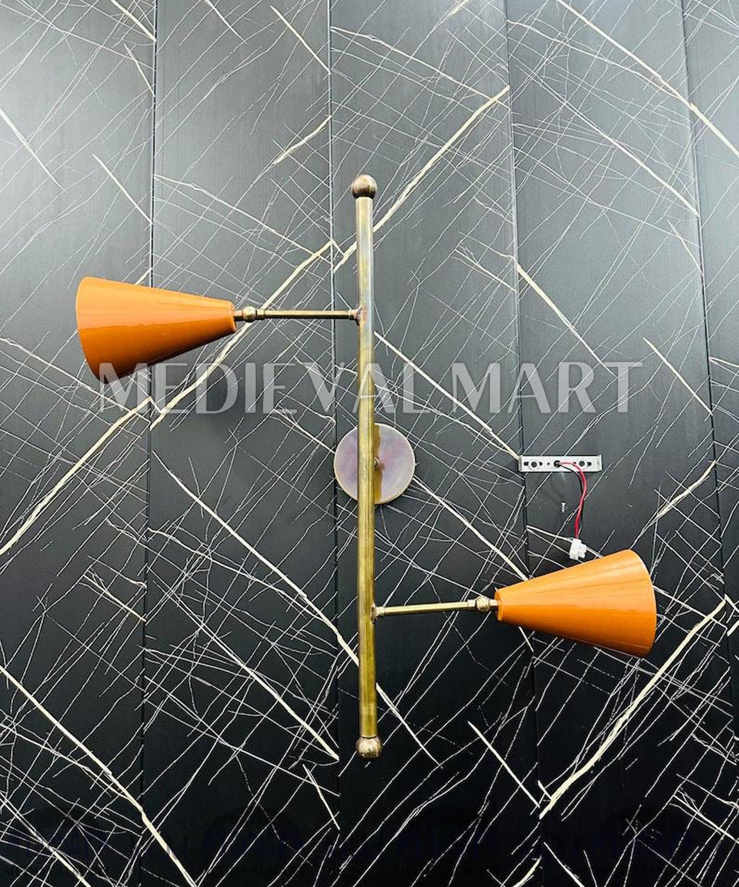 MEDIEVALMART Handcrafted Brass 2-Light Wall Sconce: Modern Wall Decor