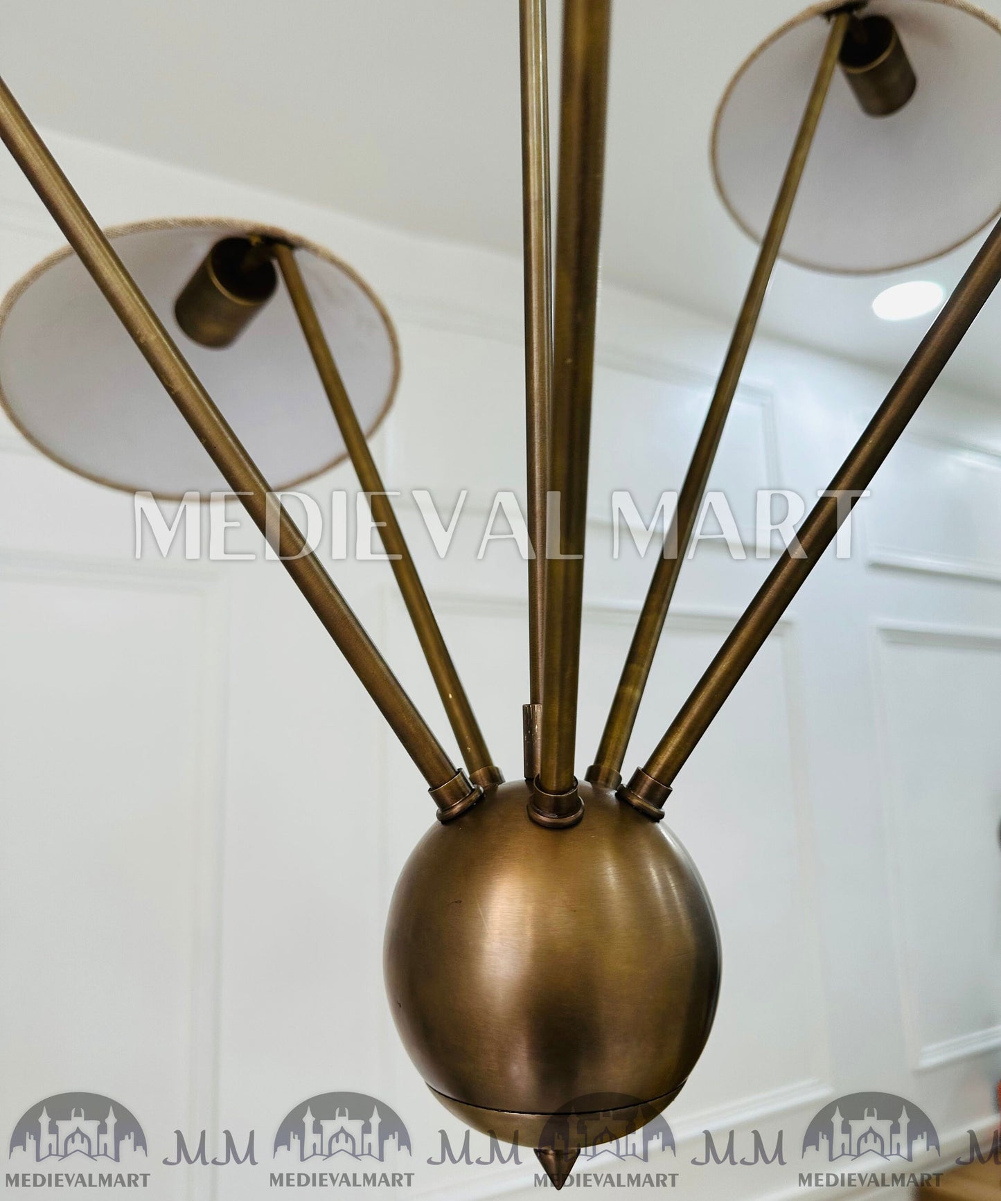 MEDIEVALMART Brass Sputnik Chandelier Mid Century Modern 5-Arm Light Fixture