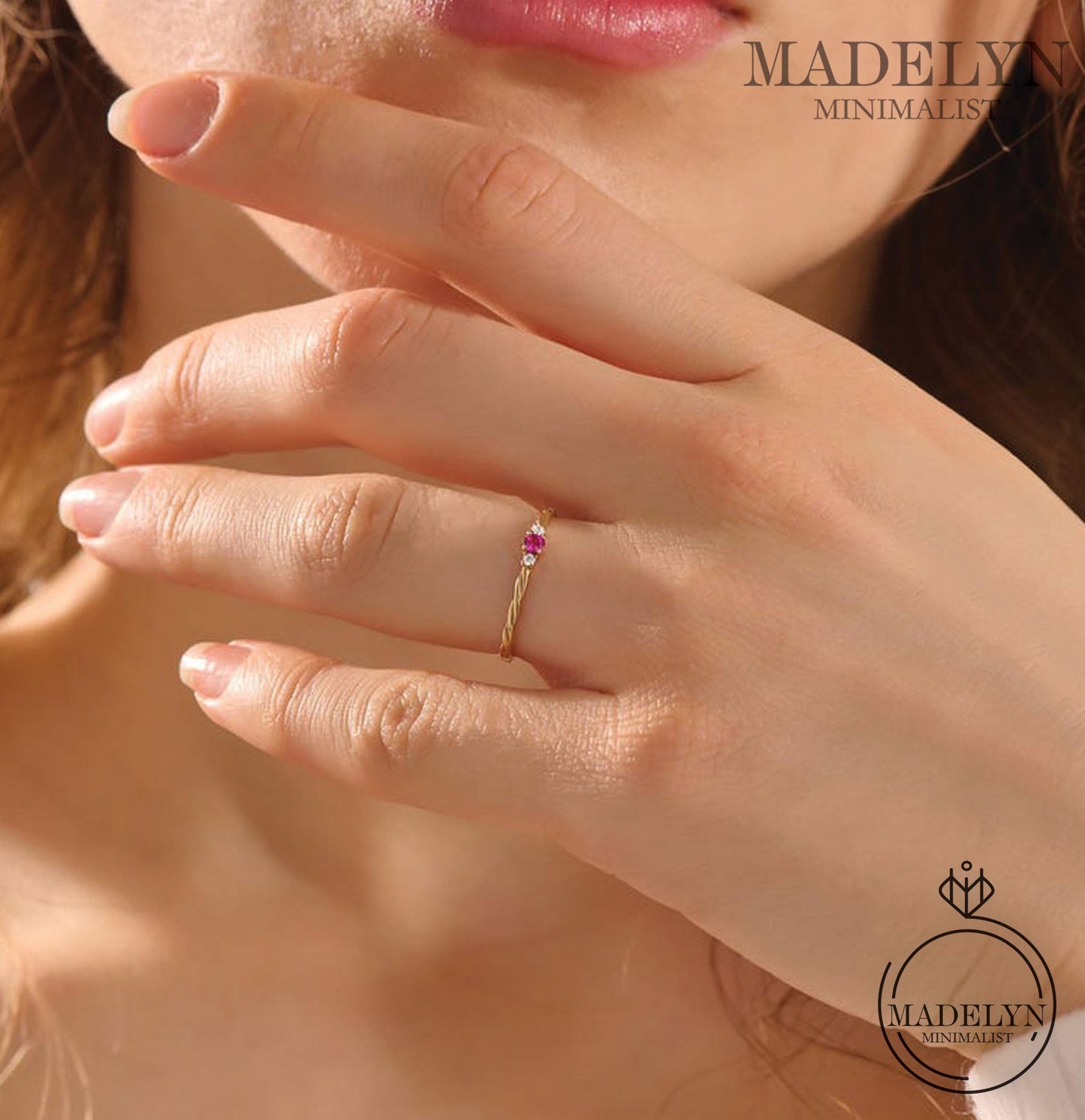 MADELYN MINIMALIST 14k Gold July Birthstone Minimalist Ring for Women | Gift for Her