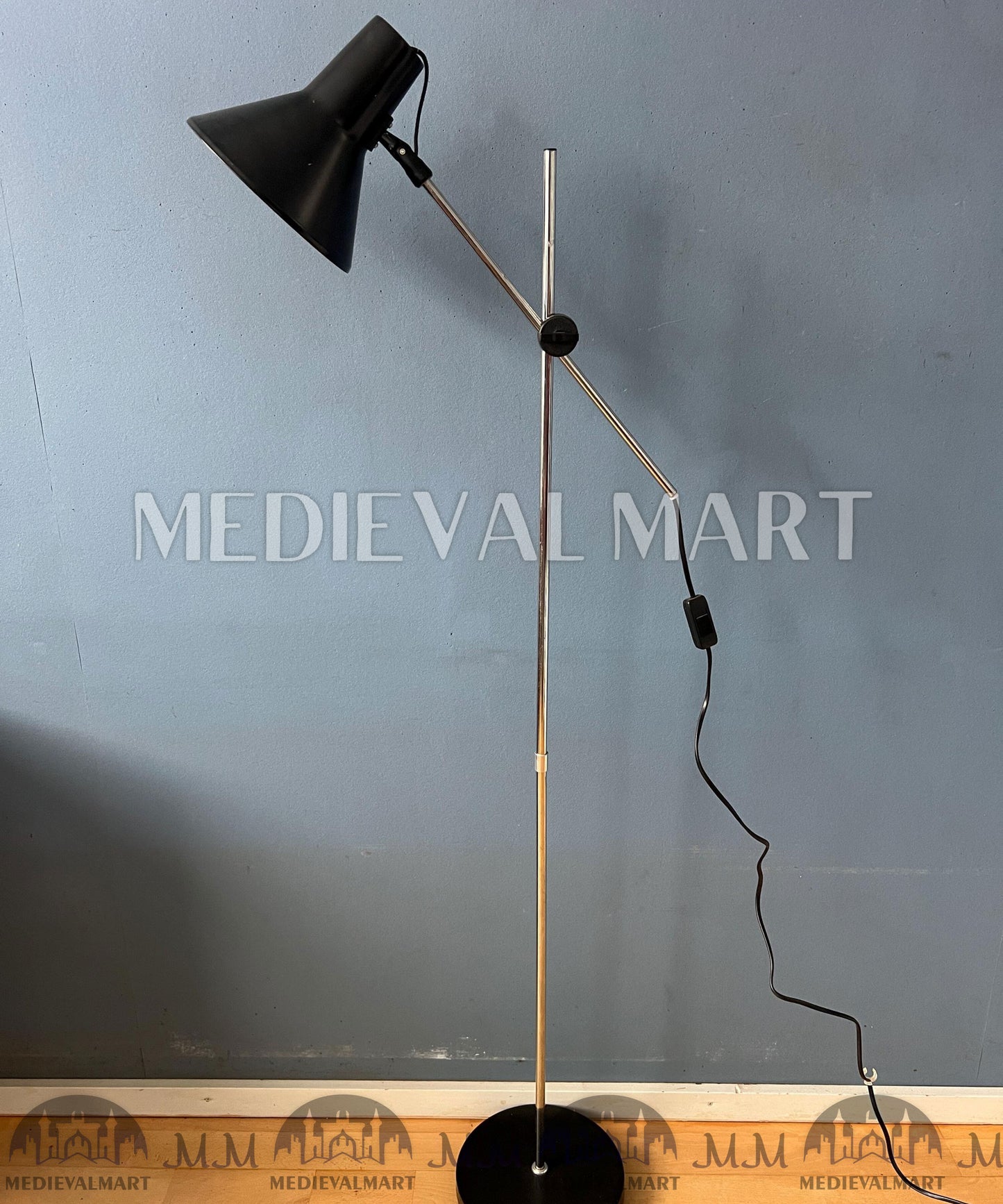 MEDIEVALMART Vintage Adjustable Black Floor Lamp in Style of Hoogervorst
