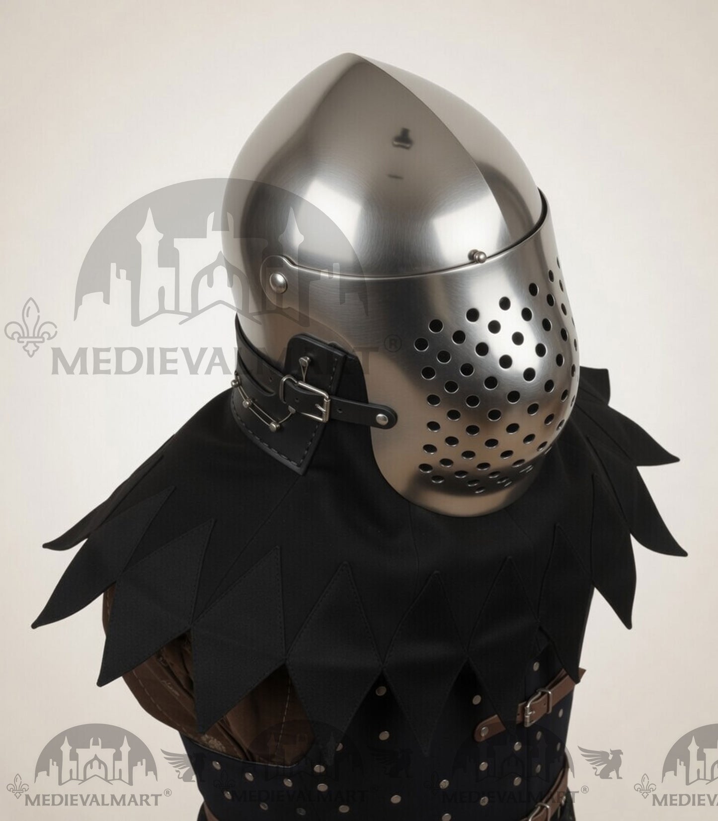 MEDIEVALMART Medieval Archaic “Eisenkopf” Bacinet Helmet Italian HMB; SCA "Bellifortis"