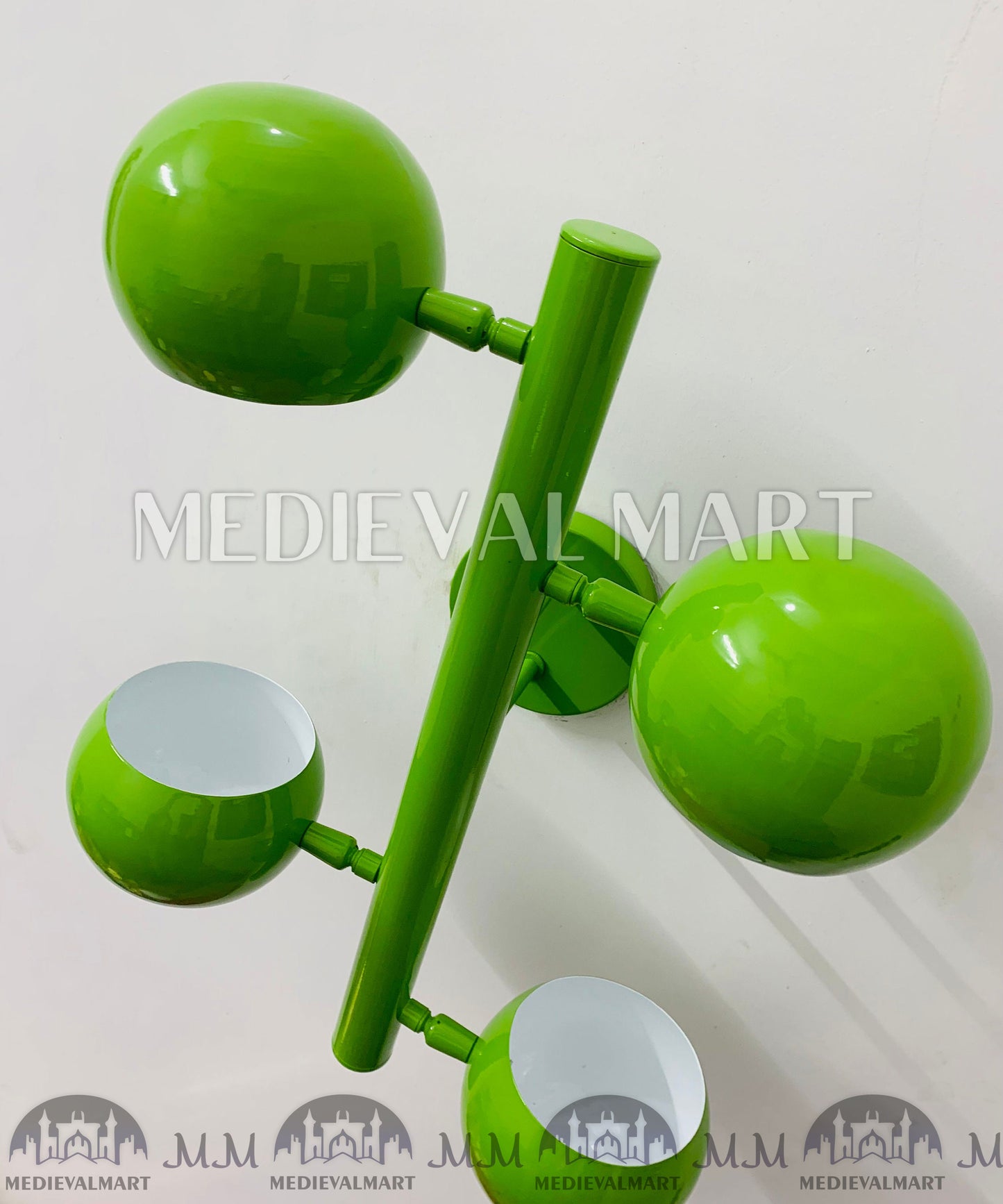MEDIEVALMART Mid Century Green Brass Wall Sconce: Italian Diabolo Style Light