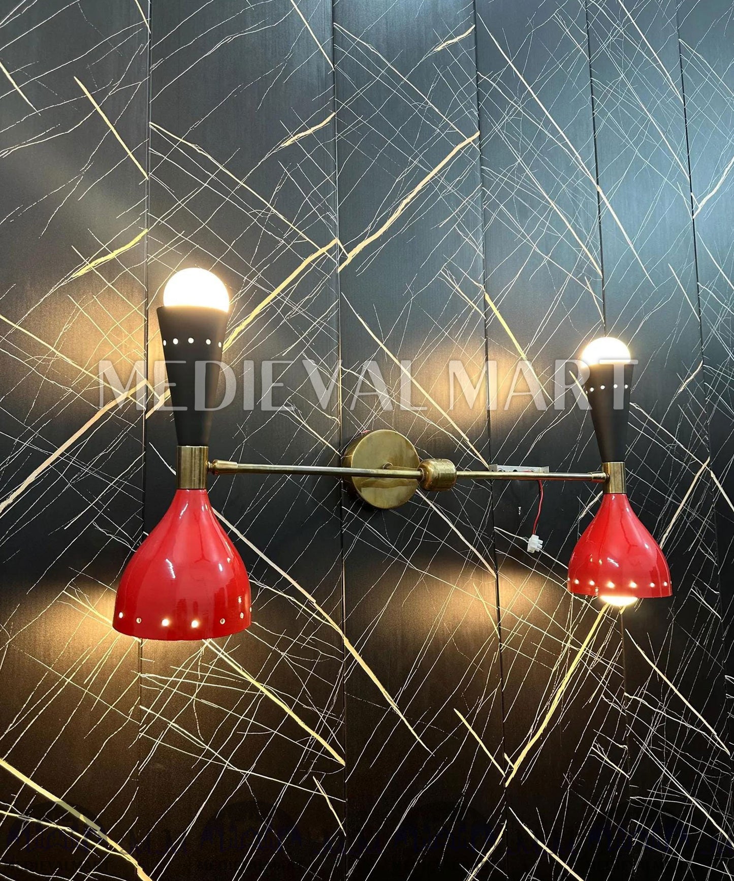 MEDIEVALMART Mid Century Handcrafted Modern Brass Wall Sconce: Italian Lighting Fixture